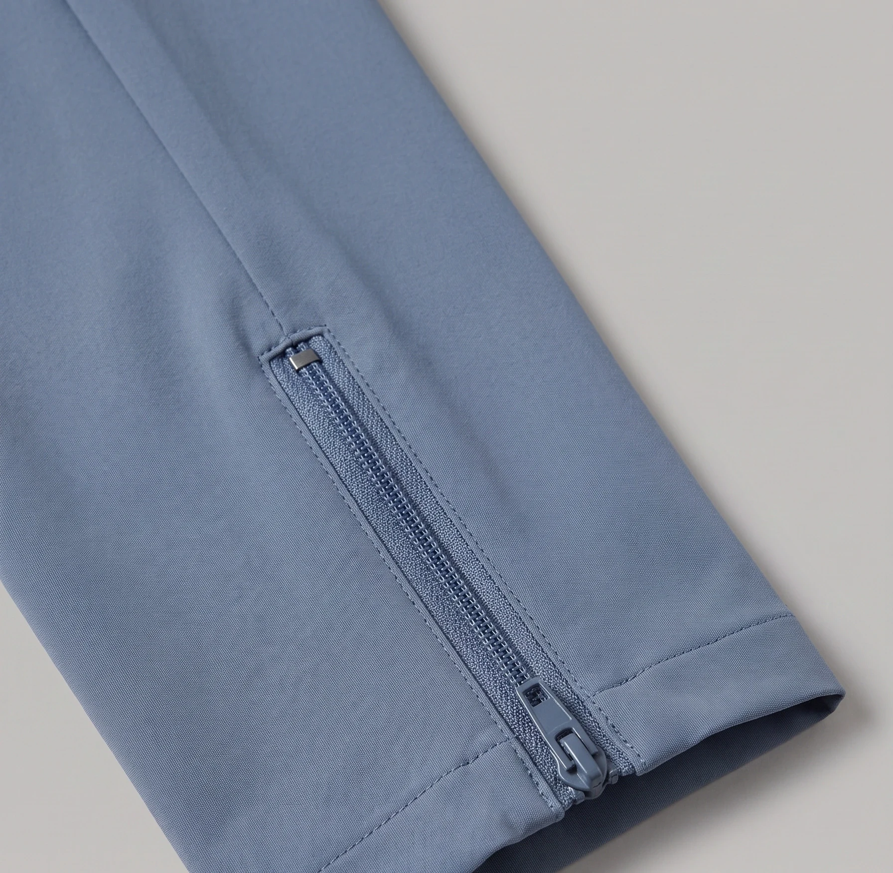Dusty Blue Zip Hem Ankle Pant, women pants & trousers, Outer ankle zipper and smooth waistband detail