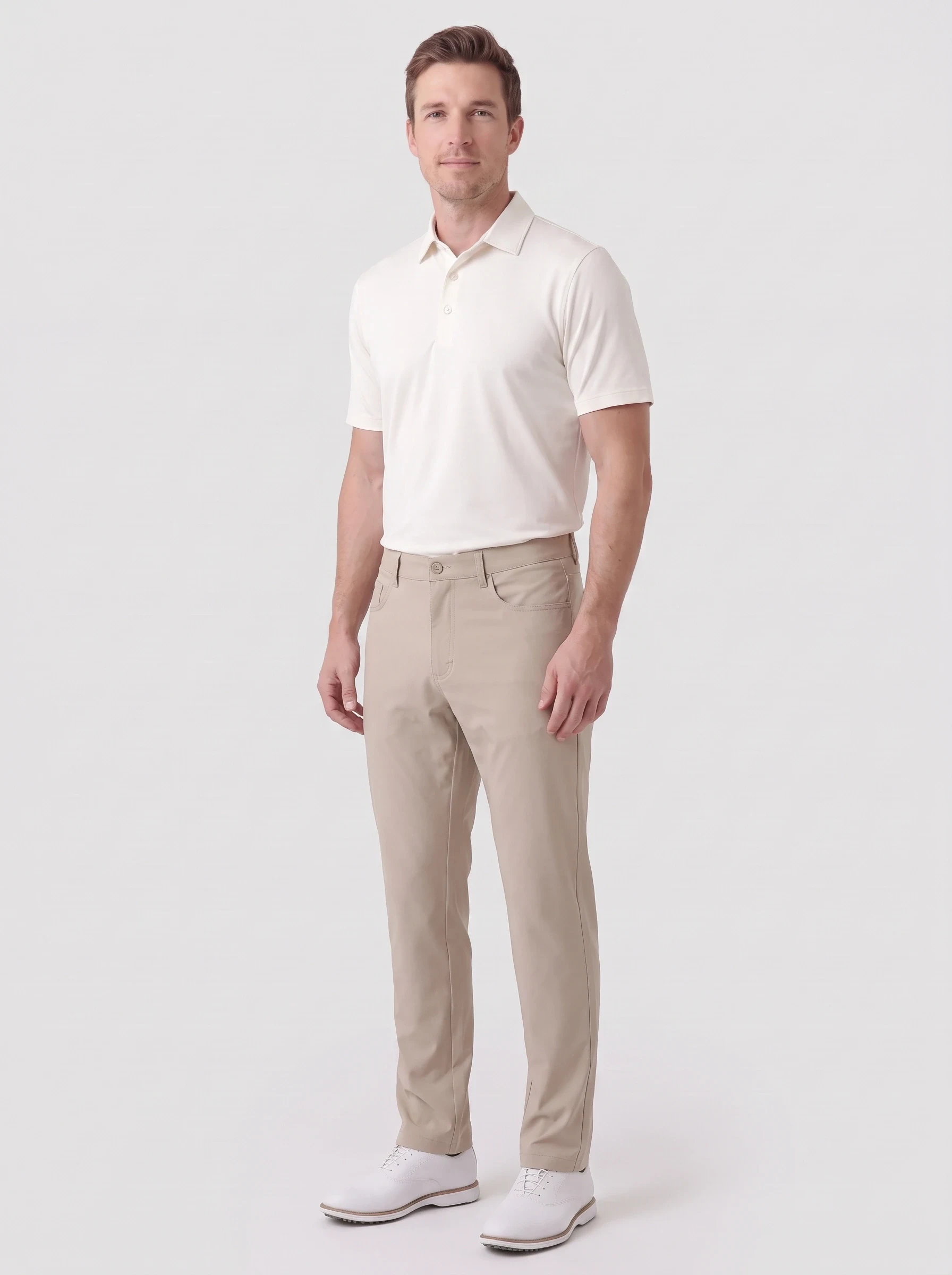 Sand Straight Leg Golf Trouser, men pants & trousers, side view
