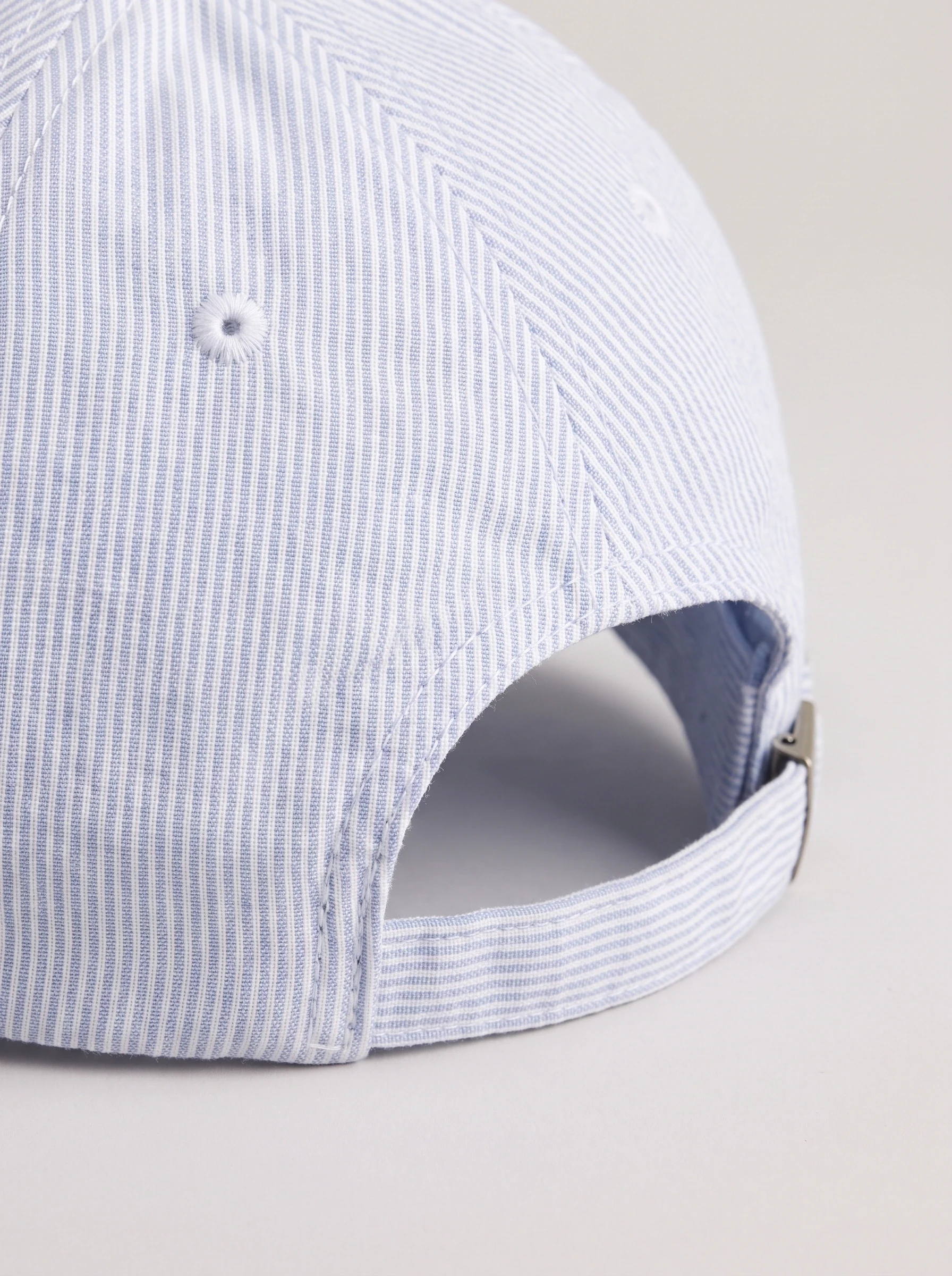 Blue Seersucker Golf Cap, unisex caps, Seersucker stripe and buckle detail