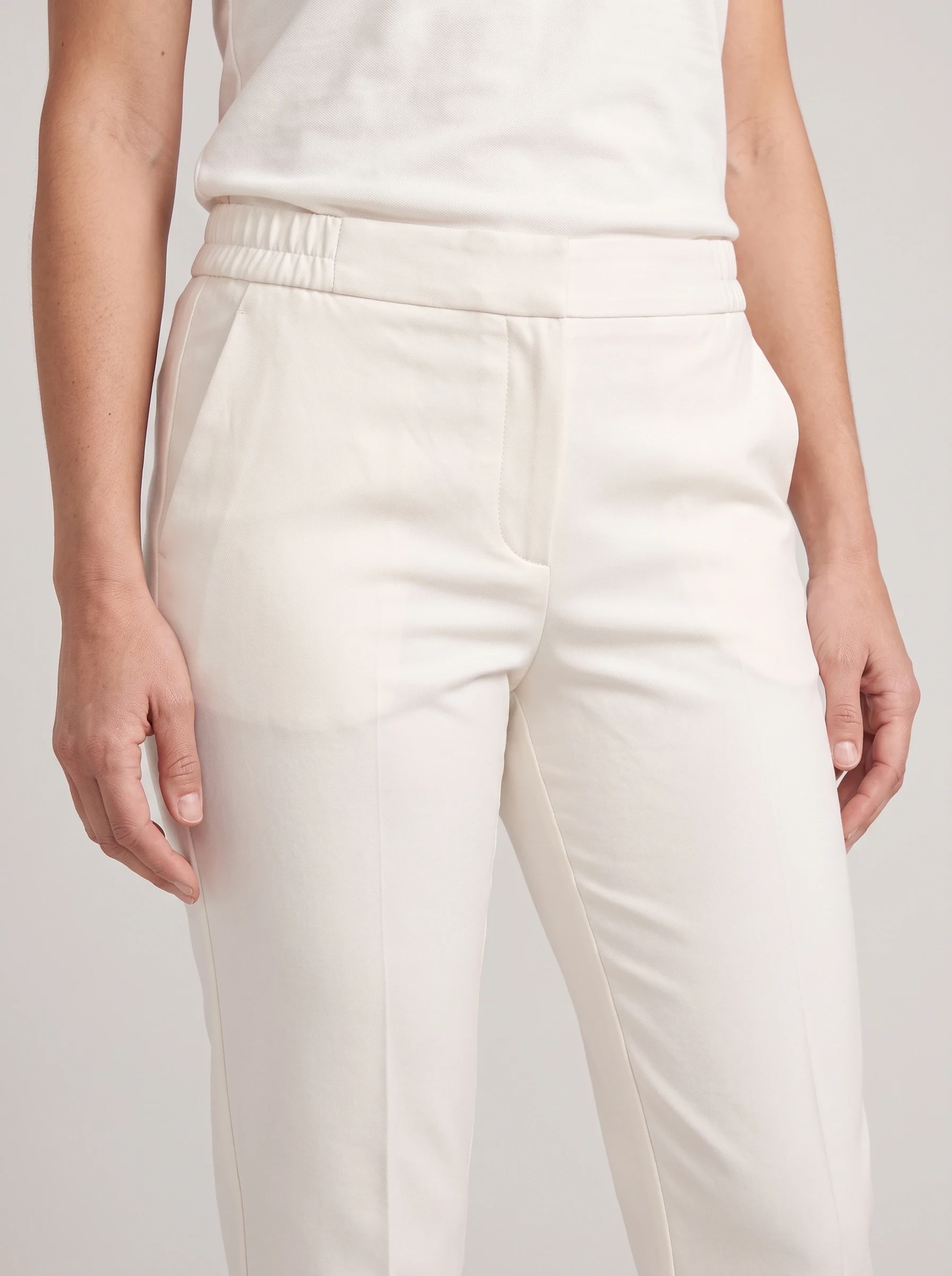 Ivory Pintuck Ankle Pant, women pants & trousers, Front pintuck and waistband detail
