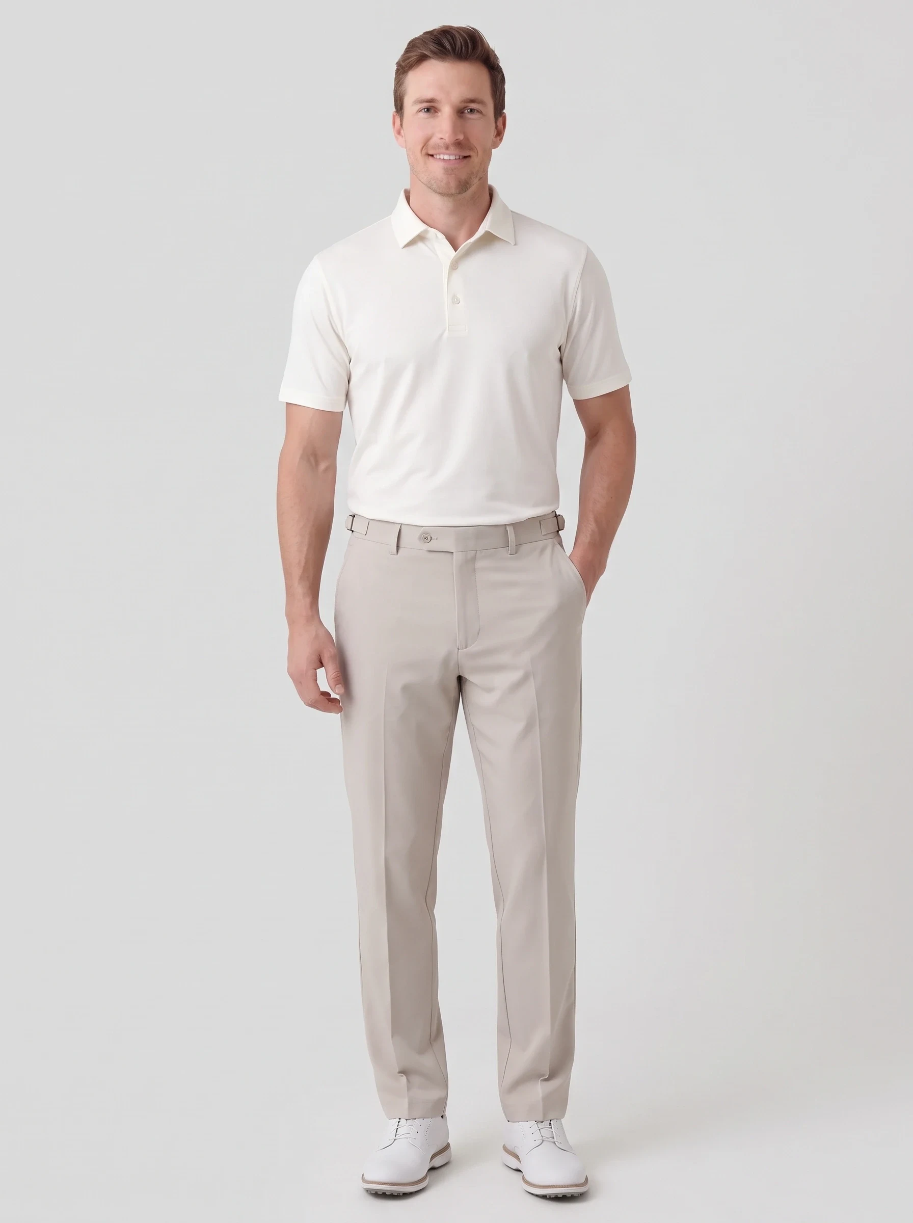 Stone Side Tab Golf Trouser, men pants & trousers, front view
