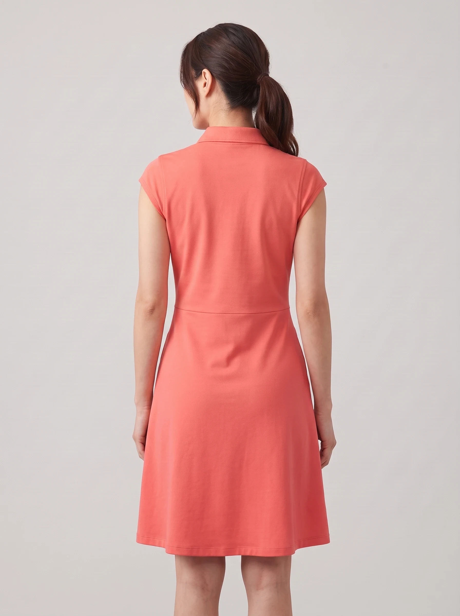 Coral Cap Sleeve Golf Dress, women golf dresses, back view