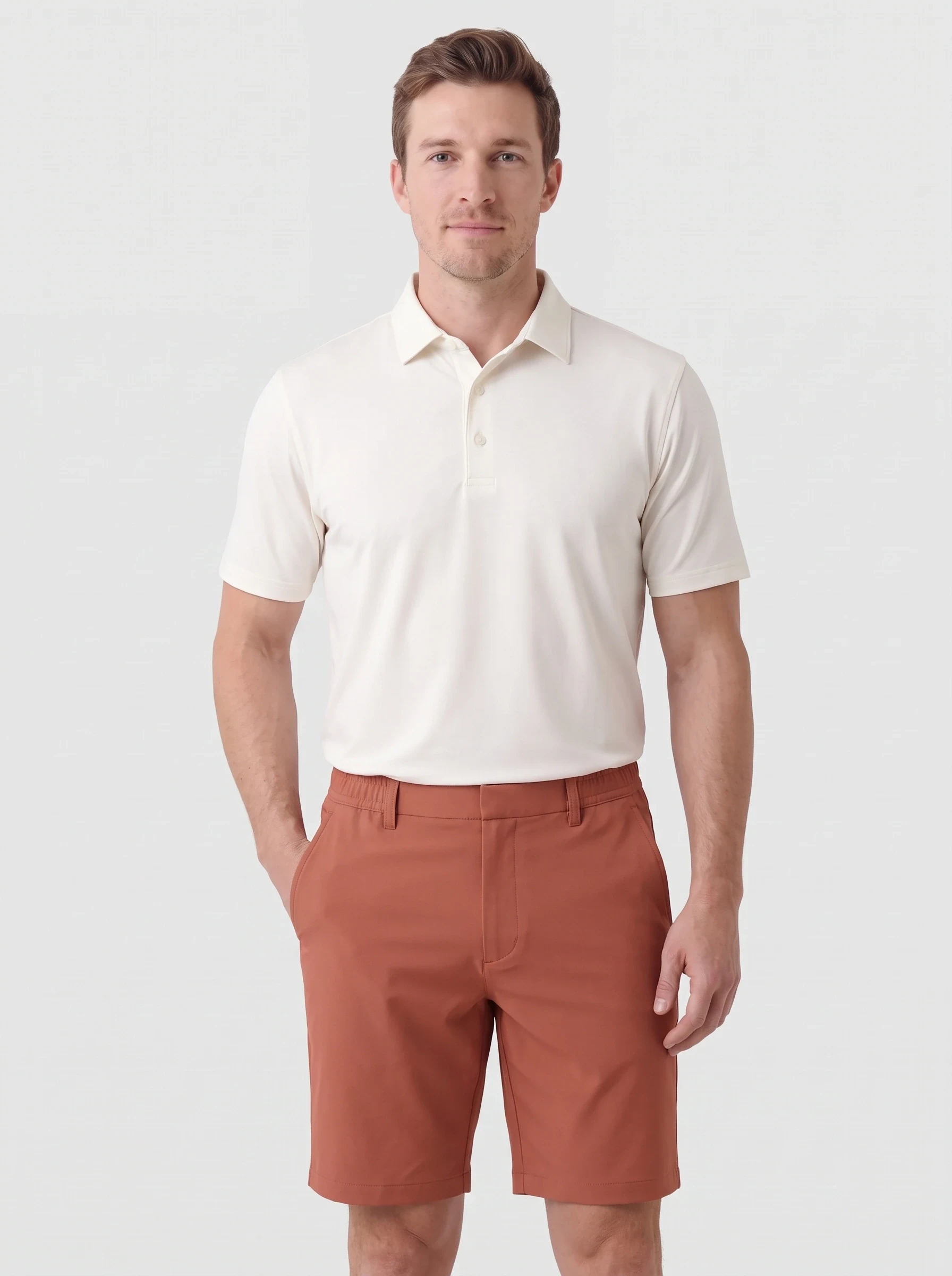 Terracotta Gusset Golf Short, men shorts, front view