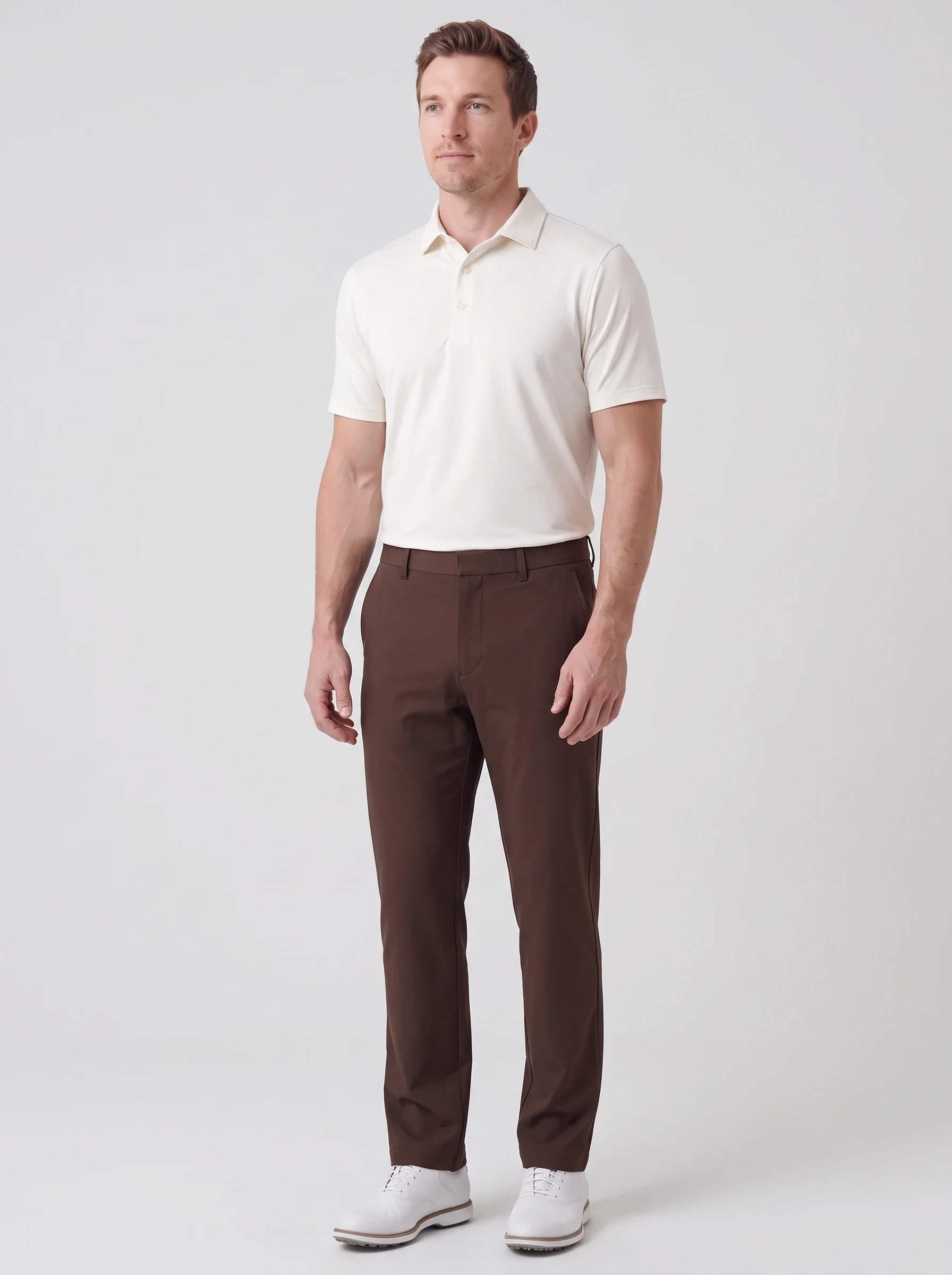 Chocolate Hidden Drawcord Trouser, men pants & trousers, front view