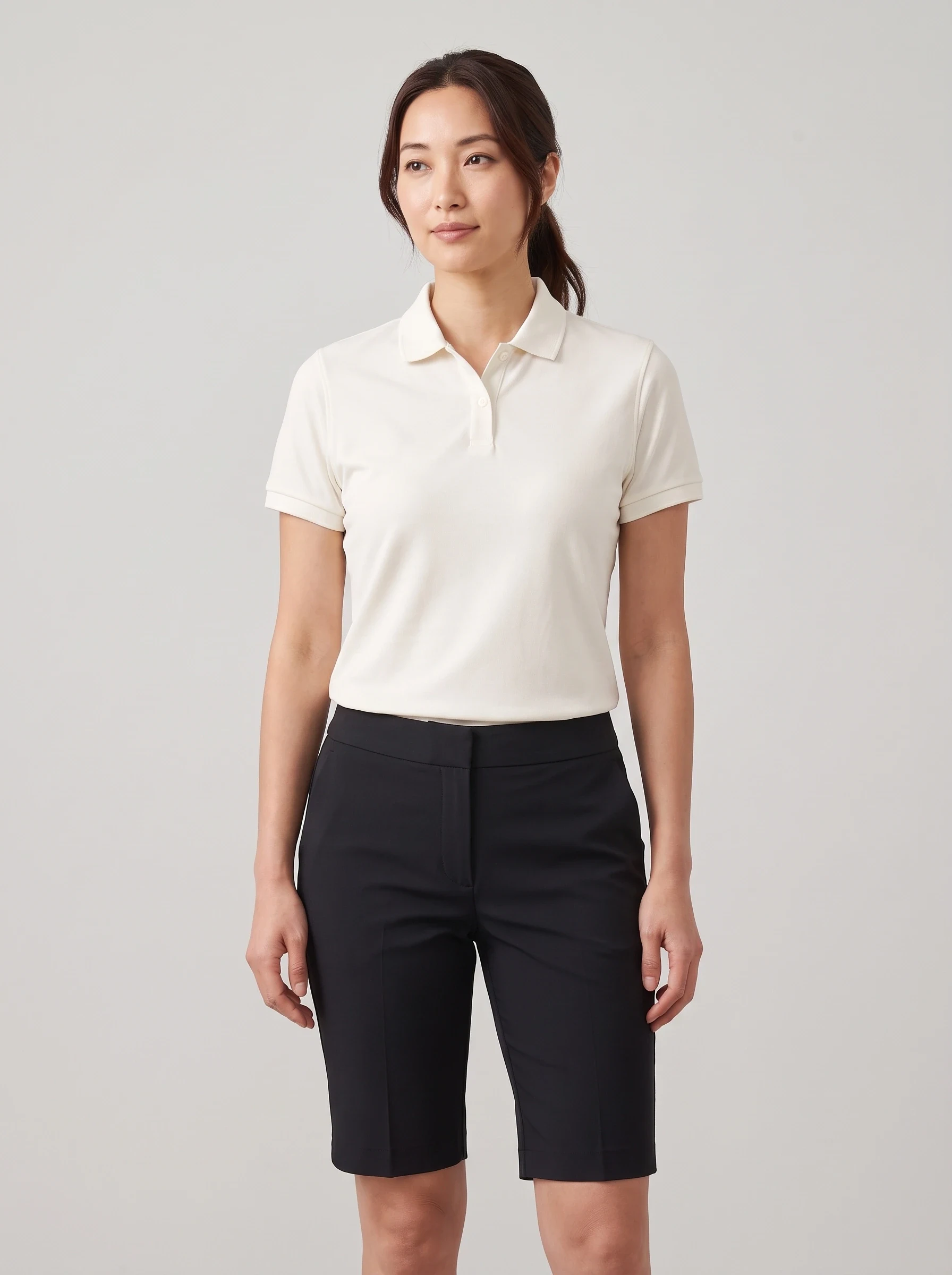 Black Tailored Bermuda Short, women shorts, front view