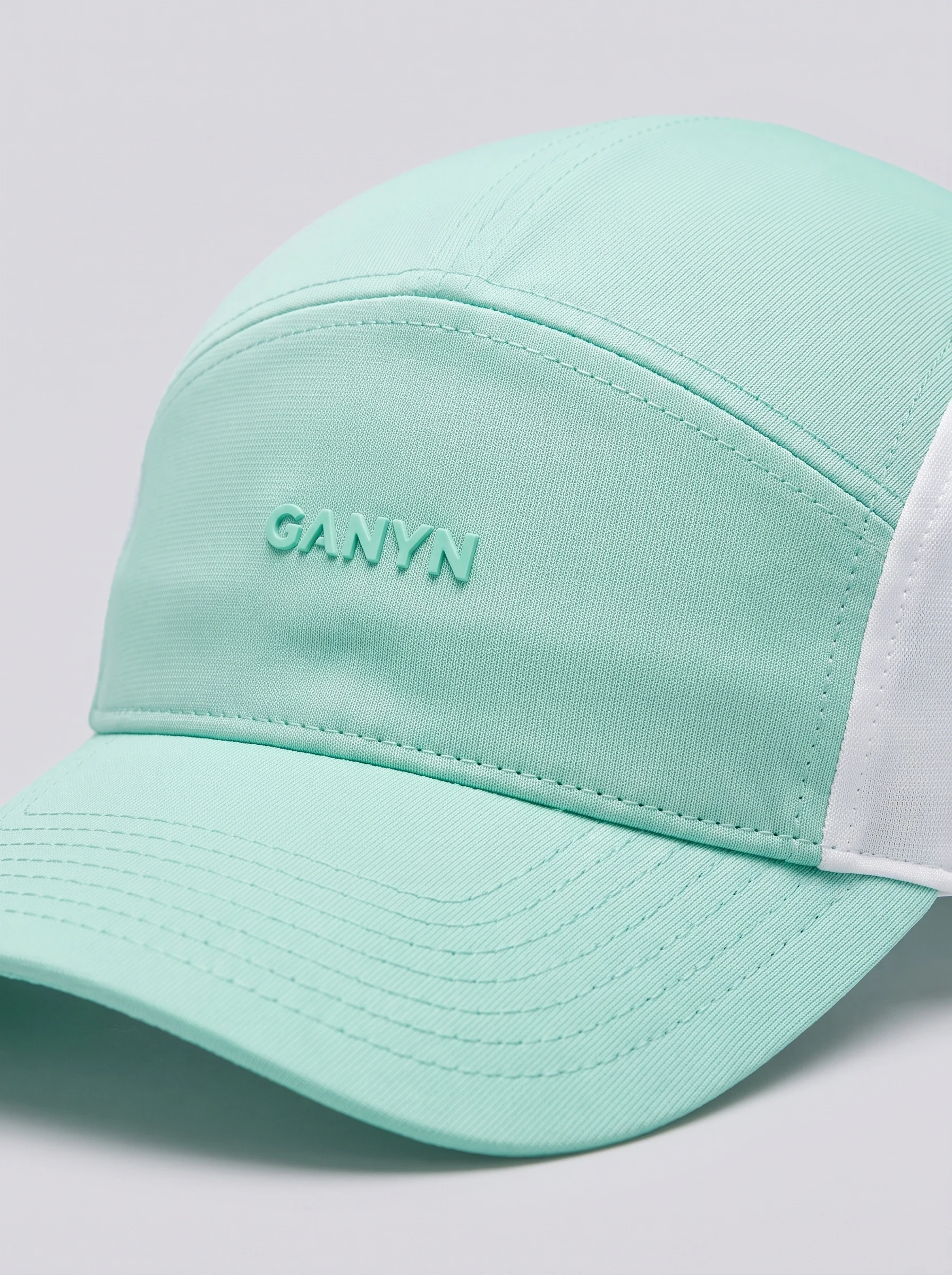 Mint Split Panel Golf Cap, unisex caps, Color block panel join and raised silicone letters detail