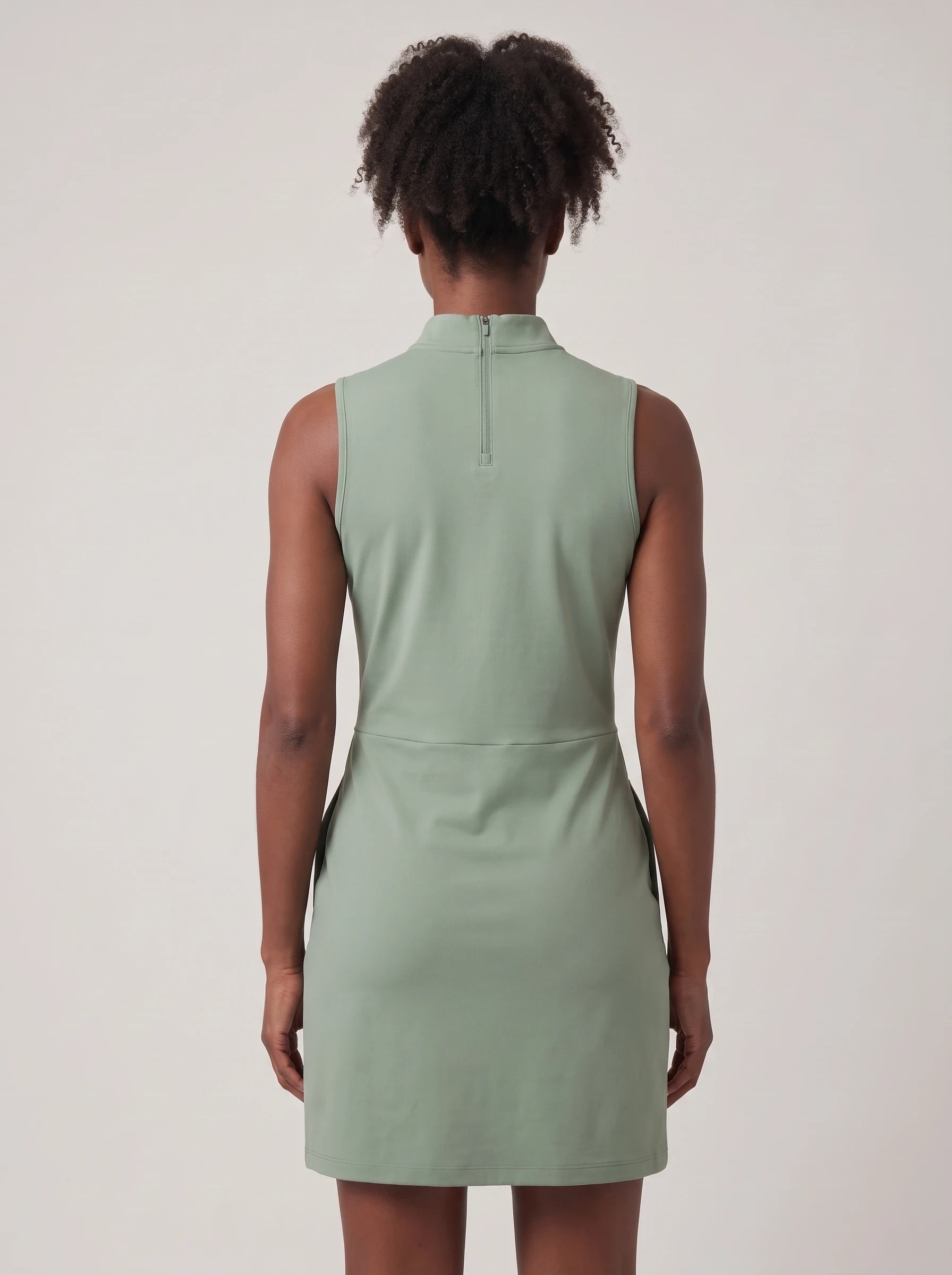 Sage Mock Neck Golf Dress, women golf dresses, back view