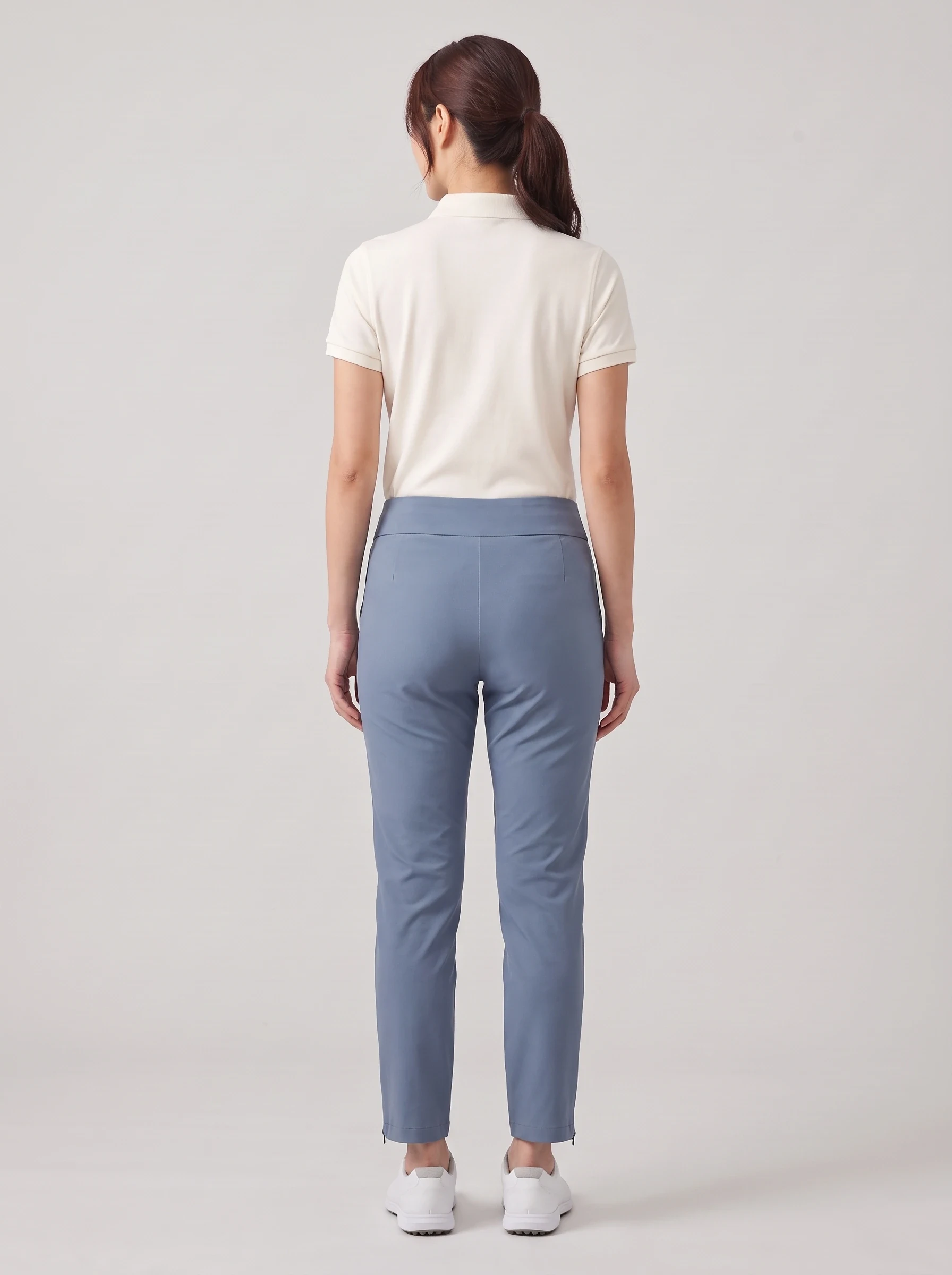 Dusty Blue Zip Hem Ankle Pant, women pants & trousers, back view