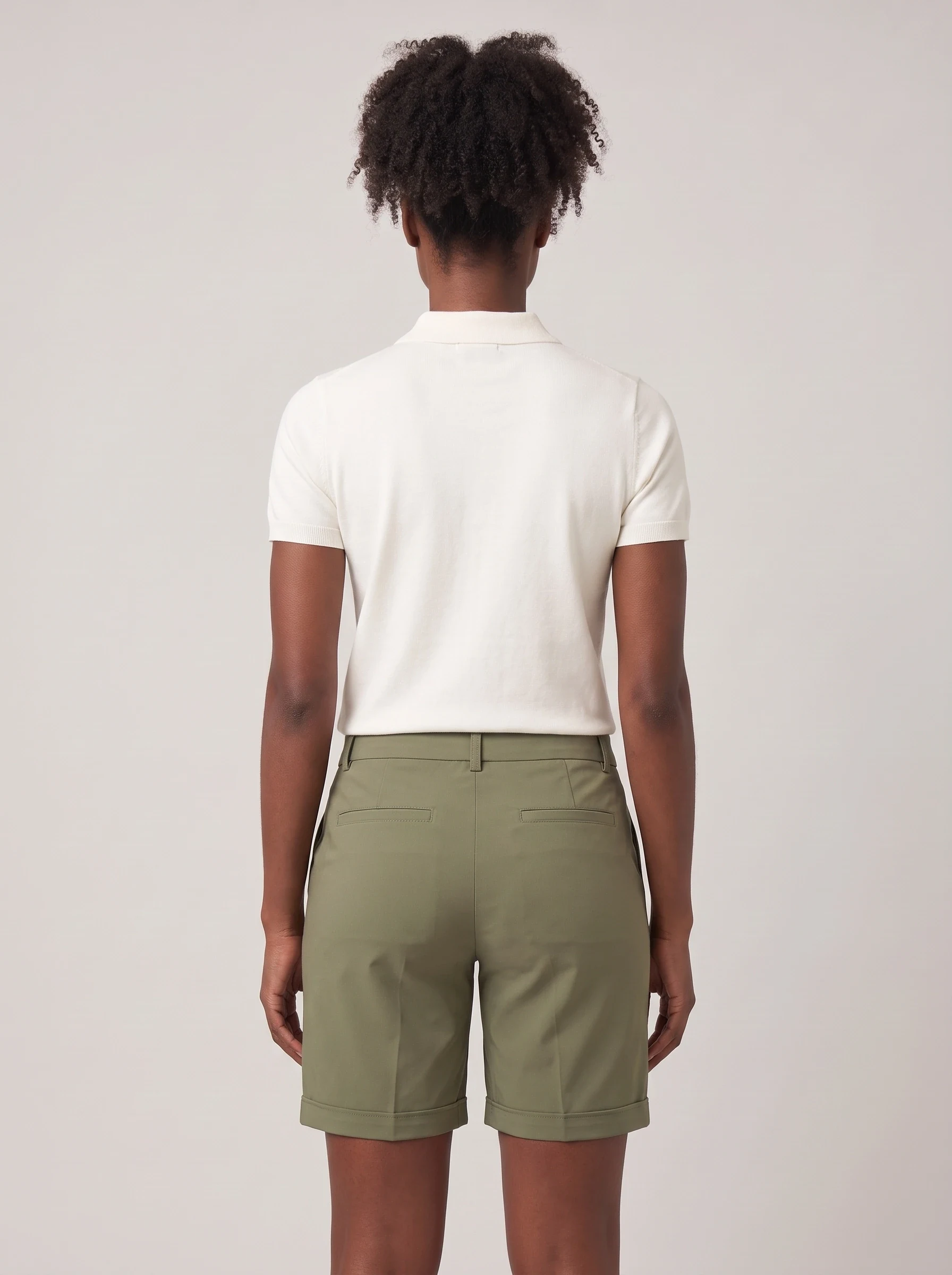 Olive Rolled Hem Golf Short, women shorts, back view
