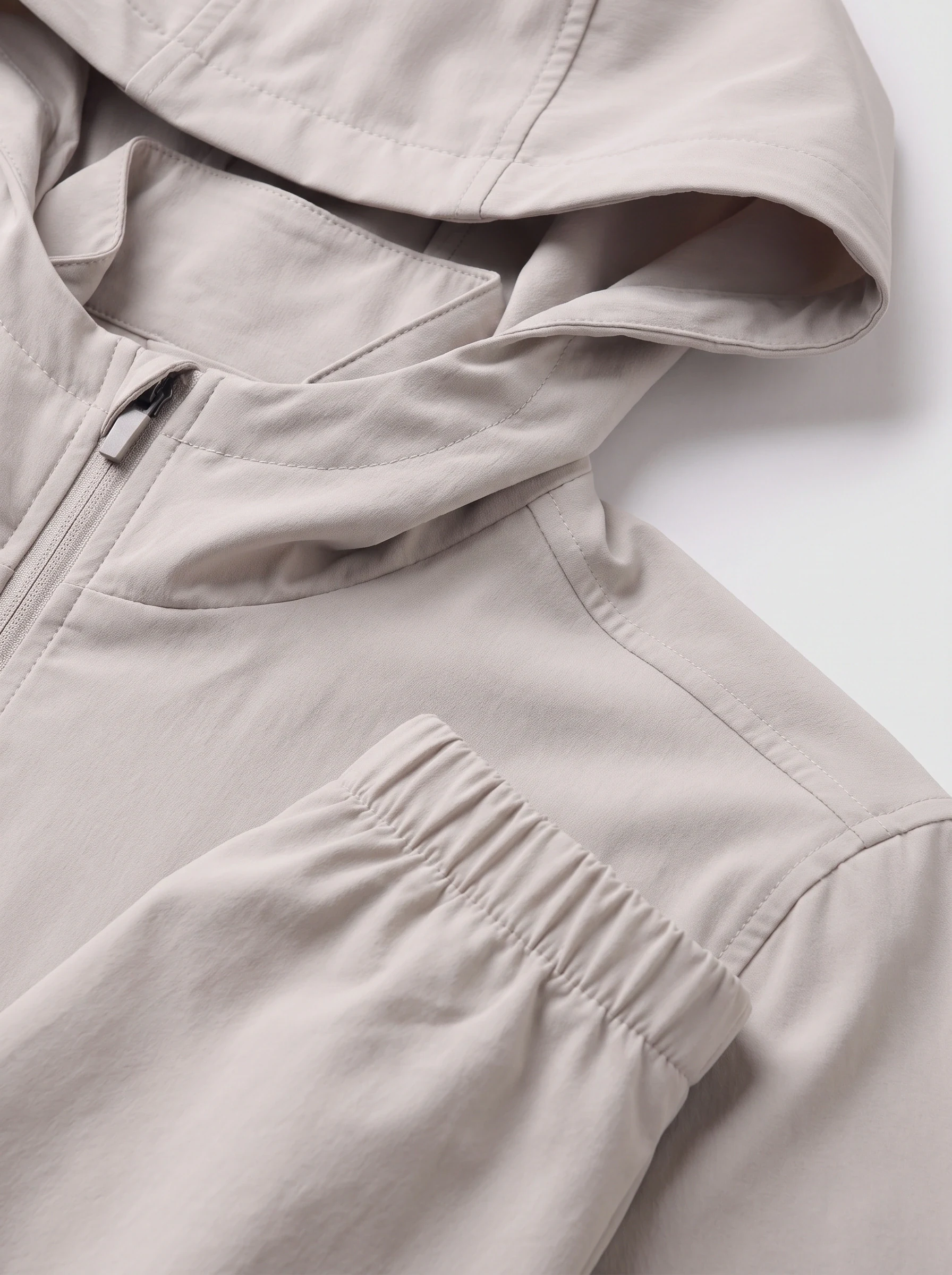 Stone Hooded Shell Jacket, men outerwear, Hood seam and cuff detail