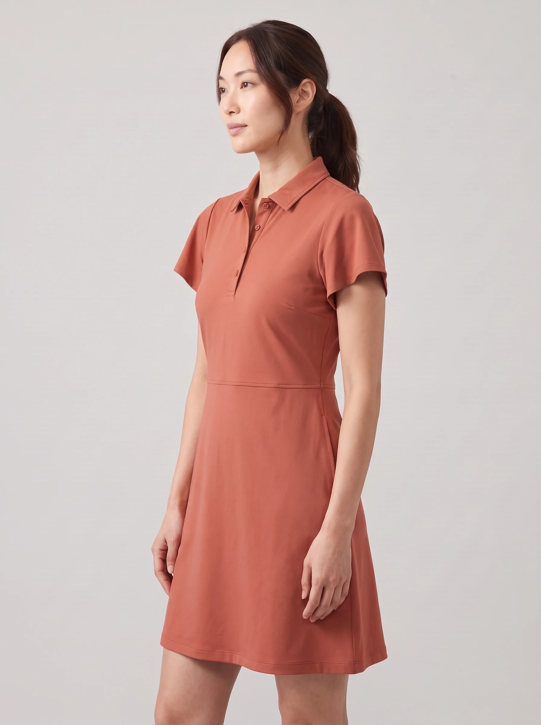Terracotta Flutter Sleeve Golf Dress, women golf dresses & skirts, side view