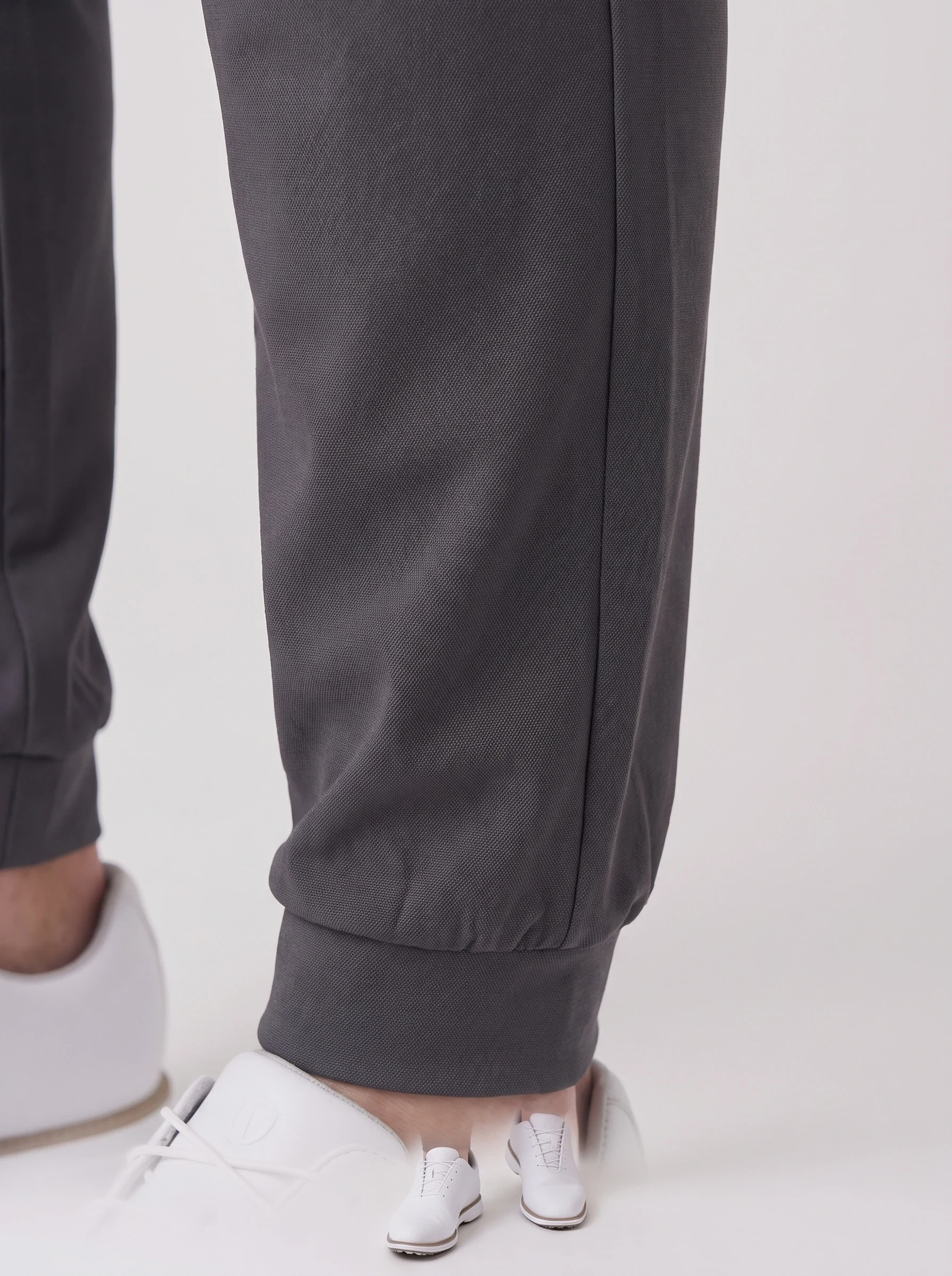 Charcoal Cuffed Golf Jogger, men pants & trousers, Narrow ankle cuff and woven texture detail