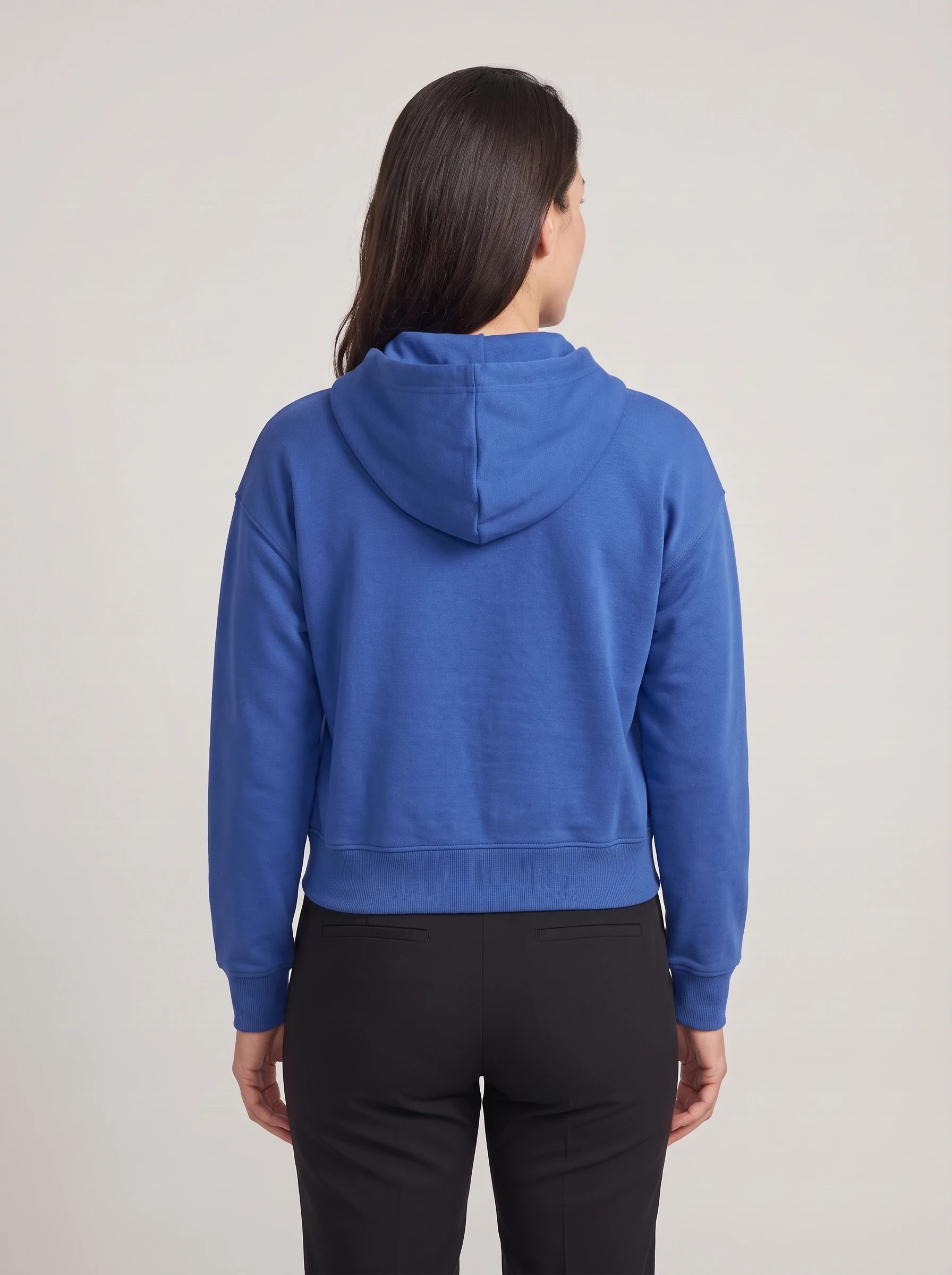 Cobalt Cropped Zip Hoodie, women hoodies, back view