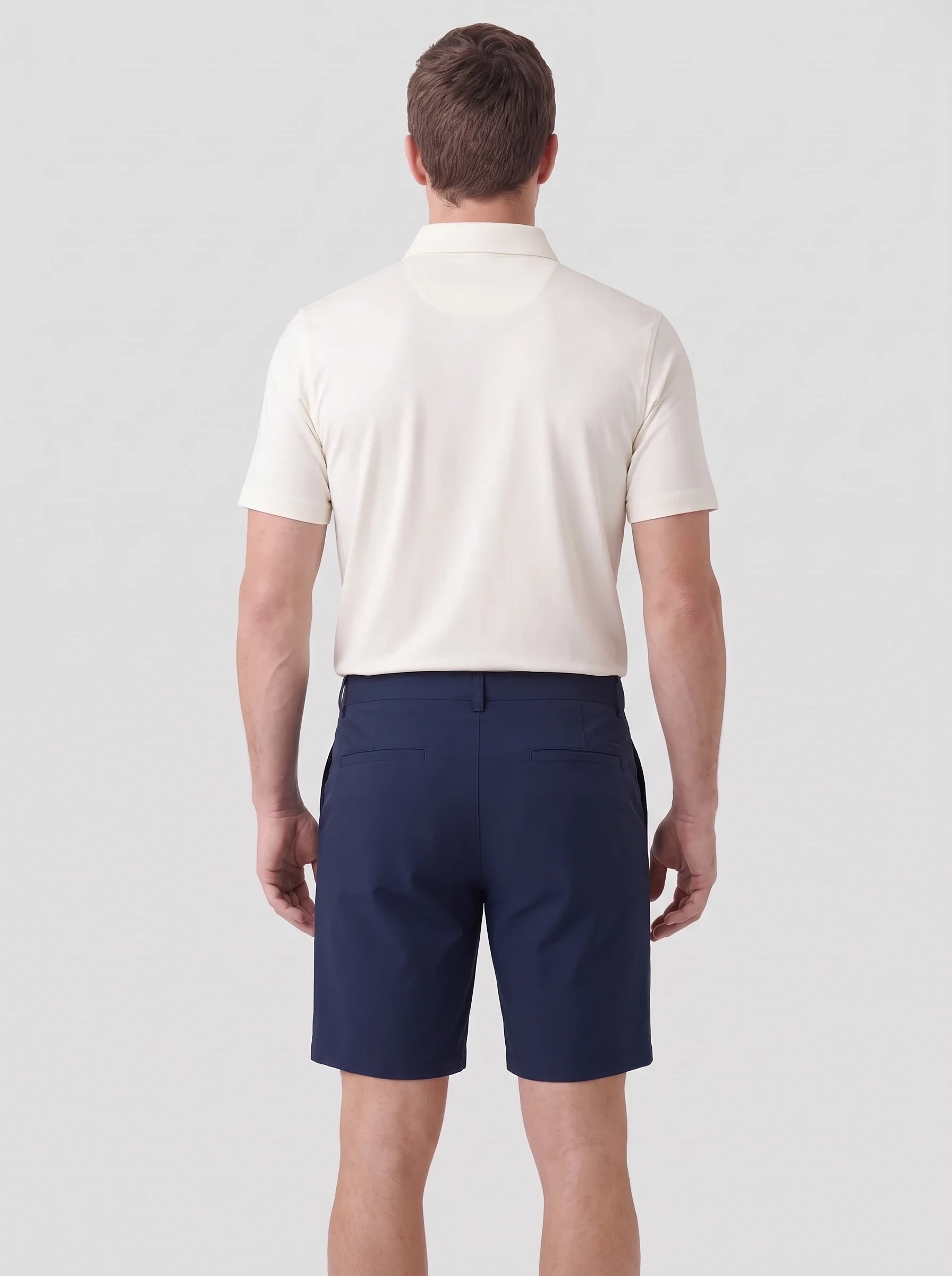 Navy Flat Front Golf Short, men shorts, back view