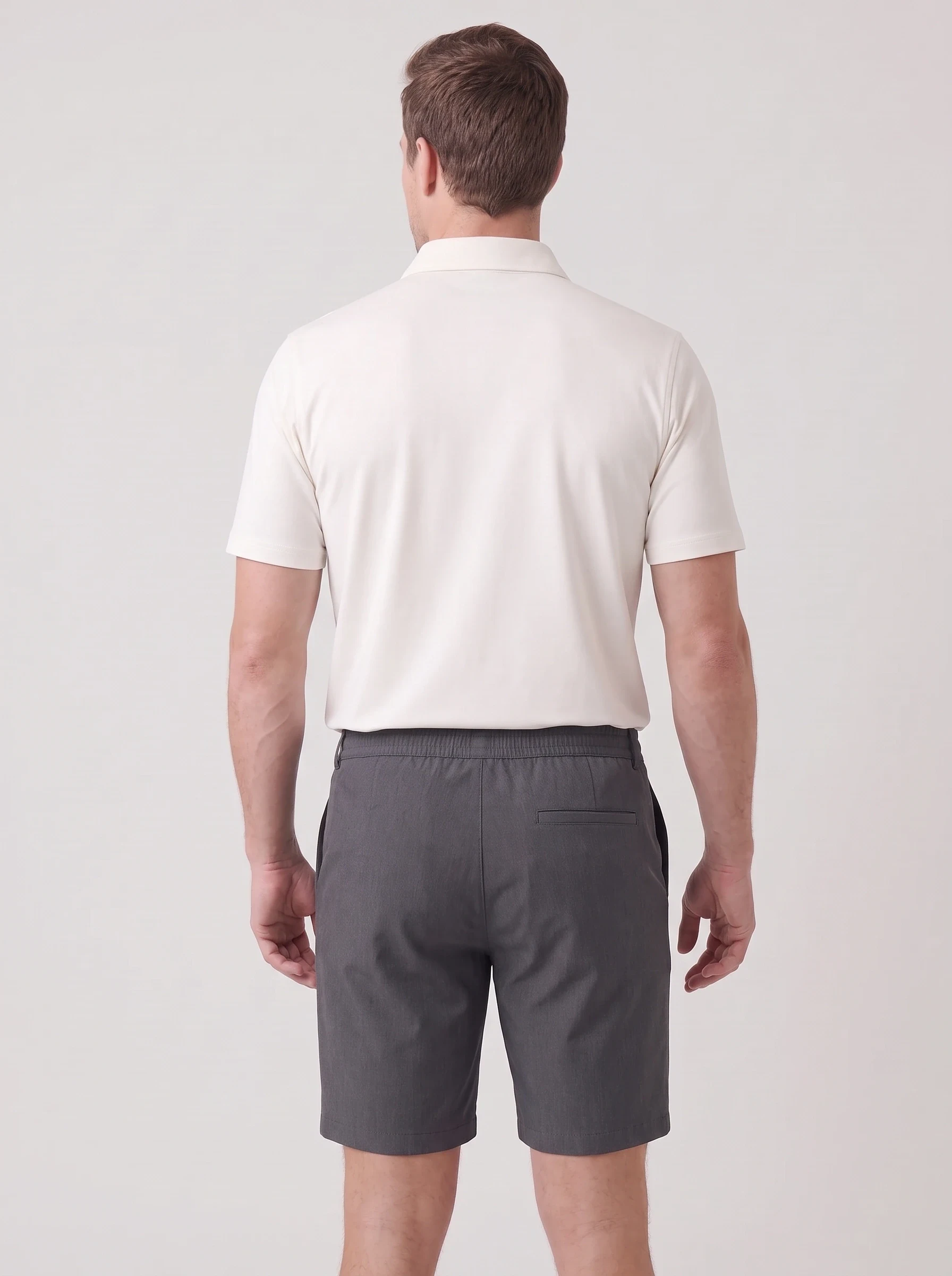 Charcoal Drawcord Golf Short, men shorts, back view