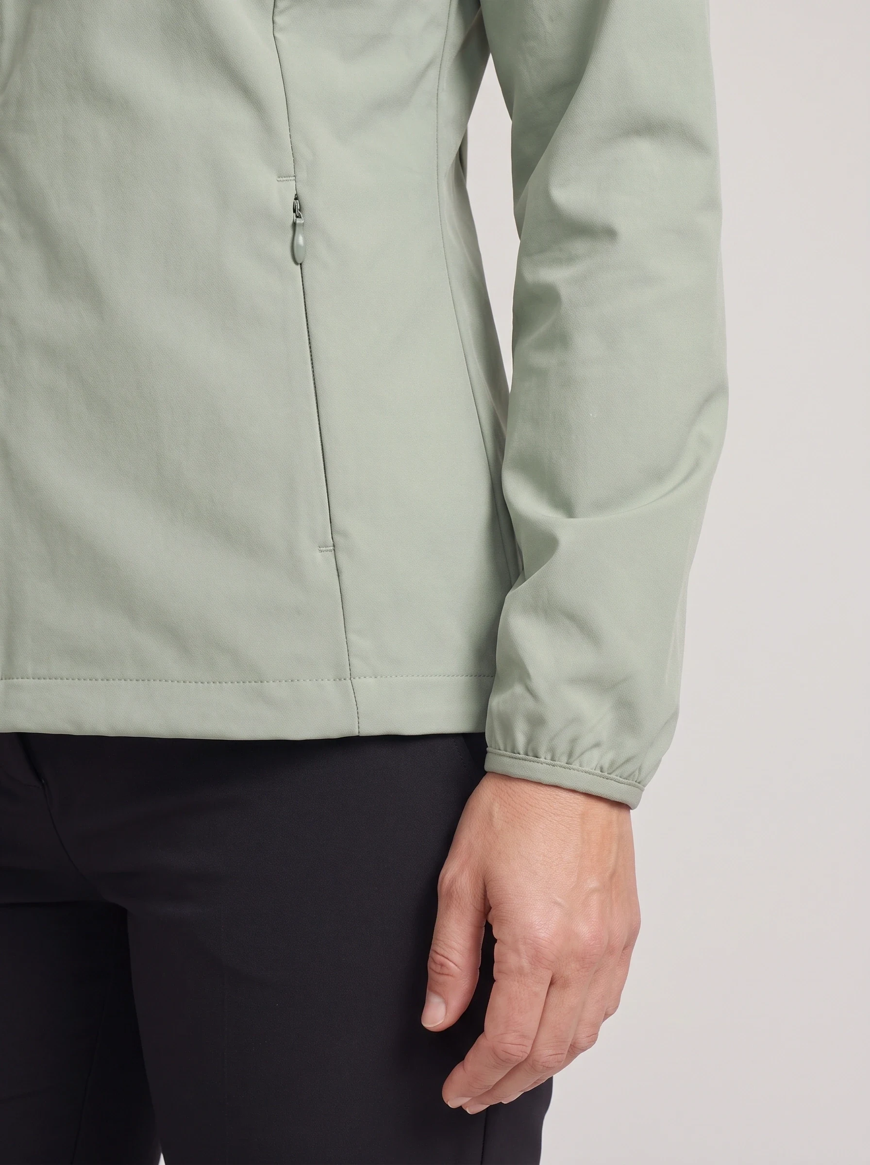 Sage Hooded Golf Shell, women outerwear, Covered pocket and cuff detail
