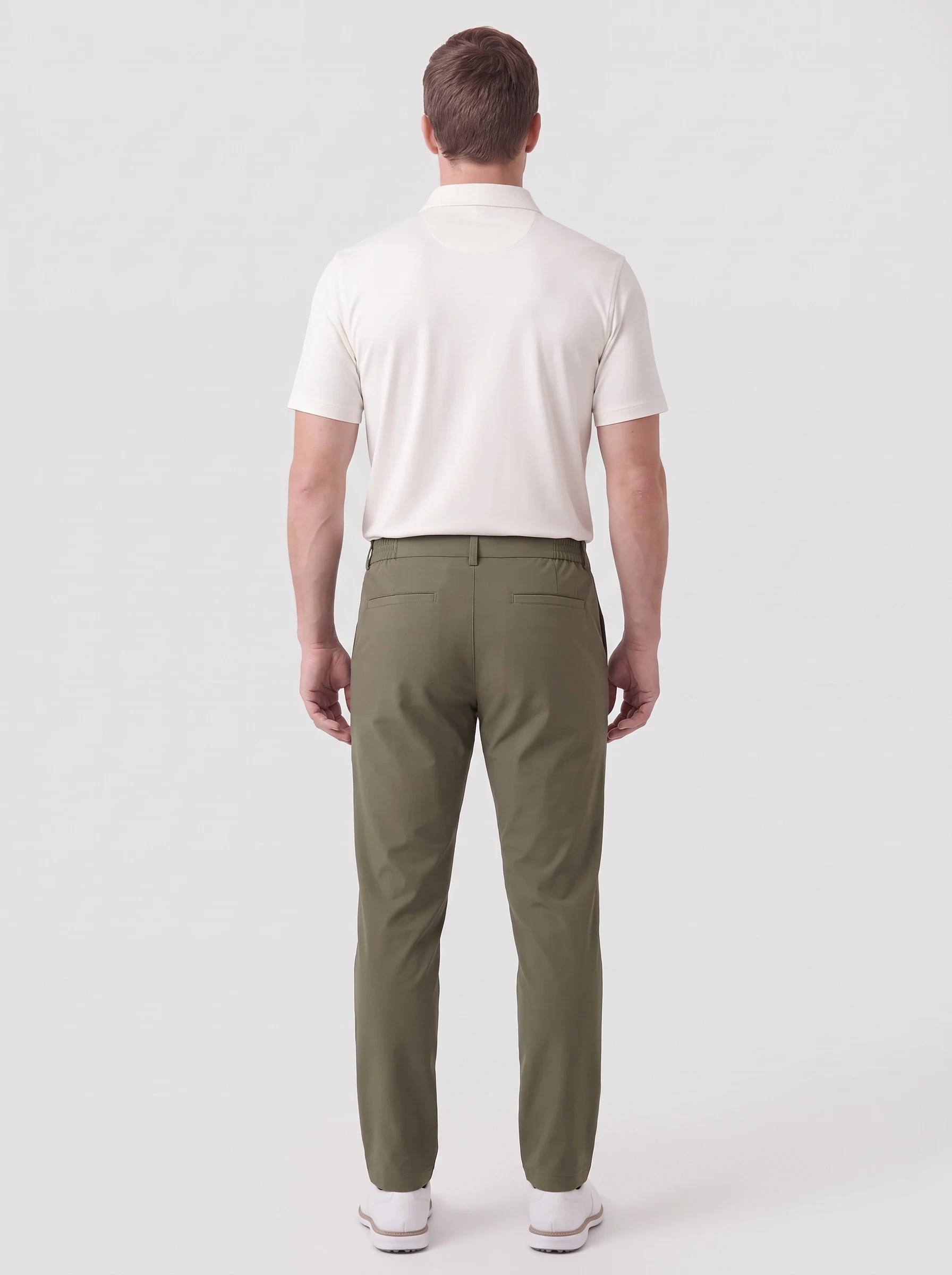 Olive Hybrid Waist Trouser, men pants & trousers, back view