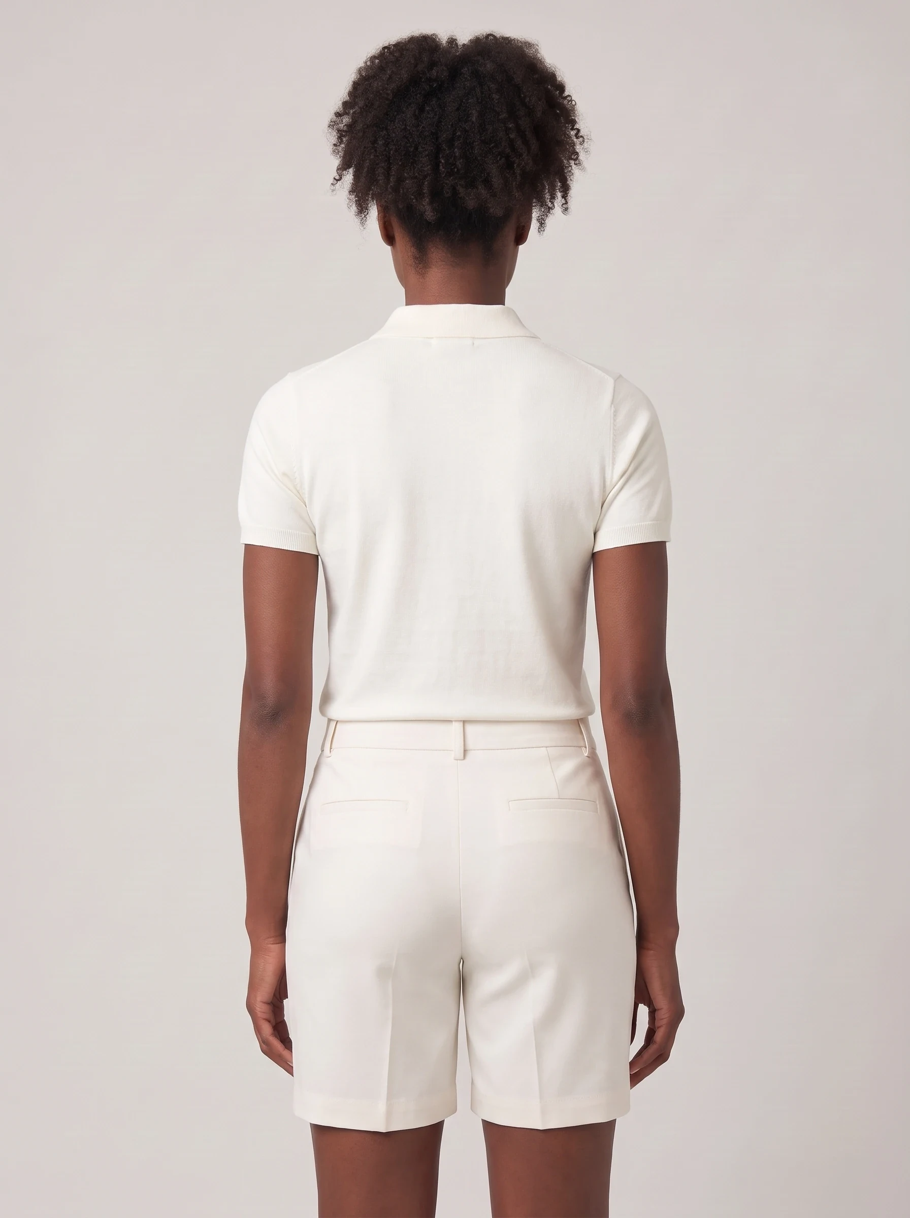 Ivory High Rise Golf Short, women shorts, back view