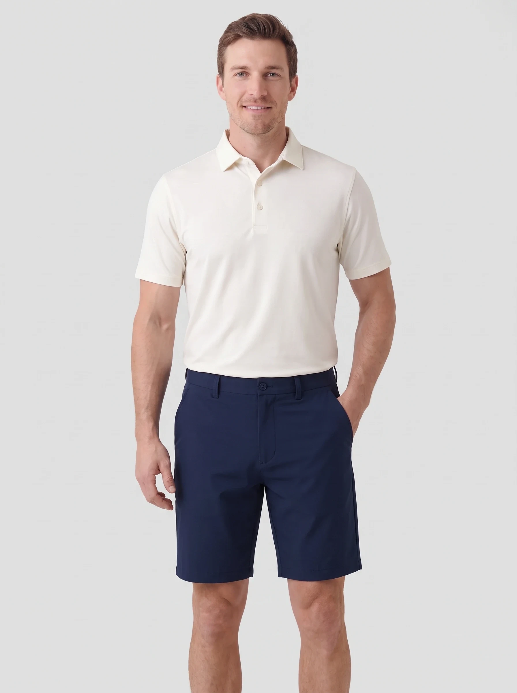 Navy Flat Front Golf Short, men shorts, front view