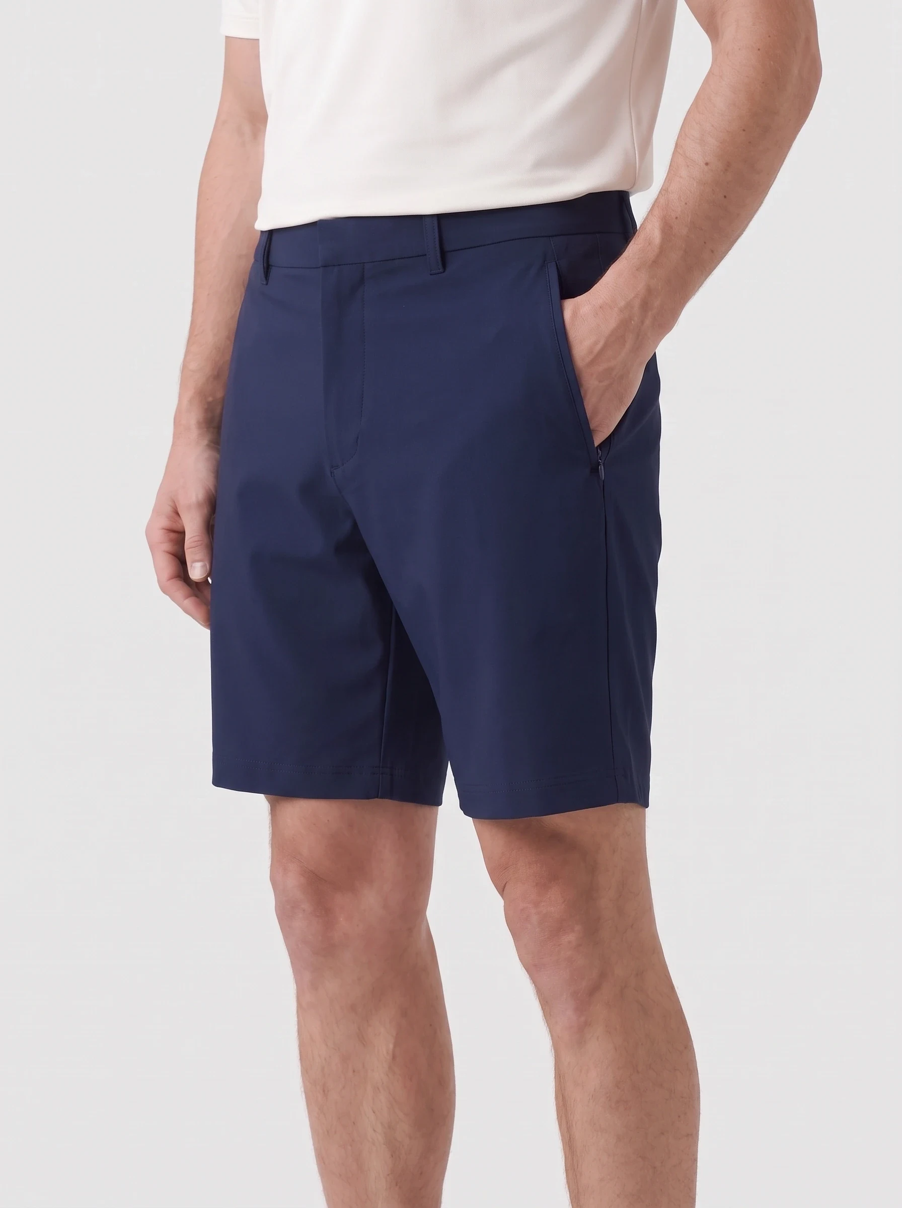 Navy Zipped Seam Golf Short, men shorts, side view