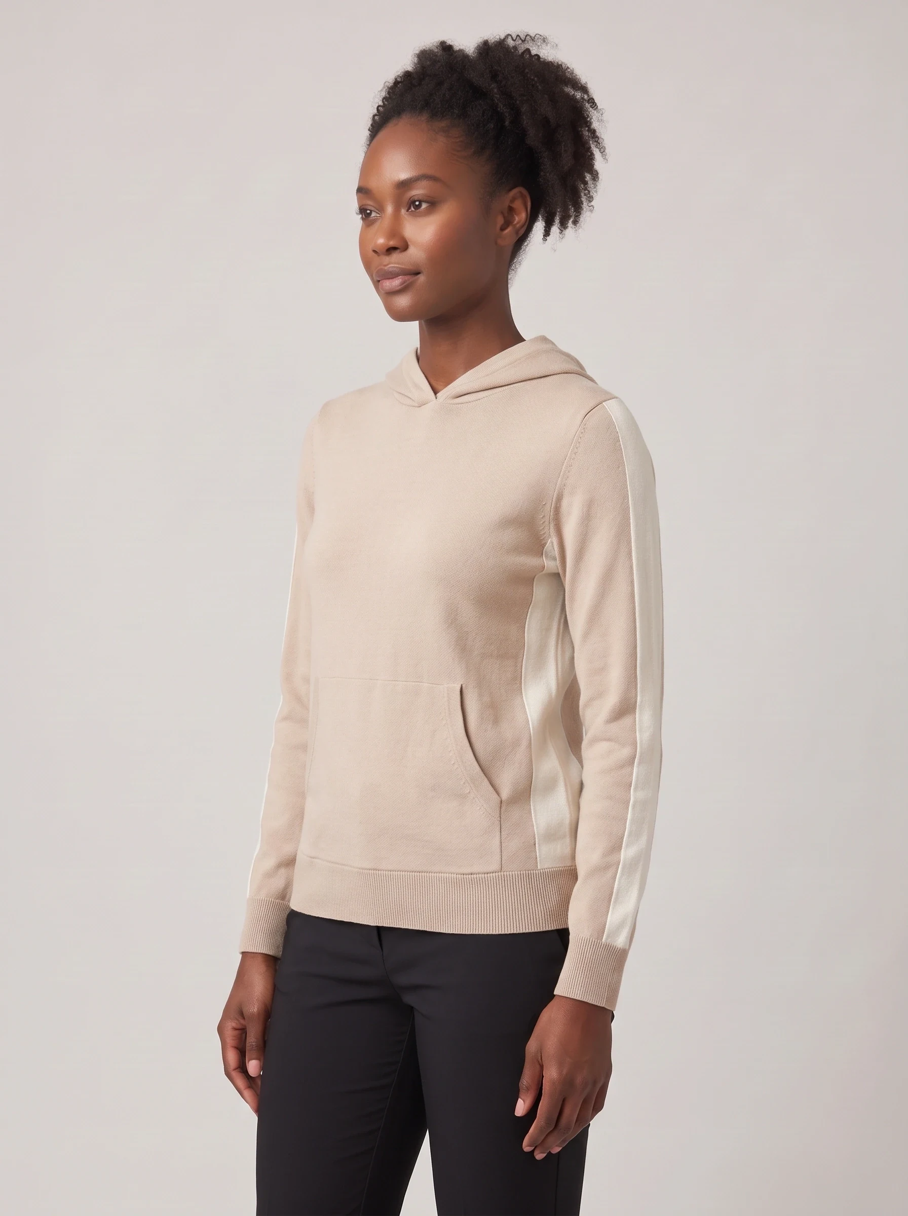Sand Side Panel Hoodie, women hoodies, side view