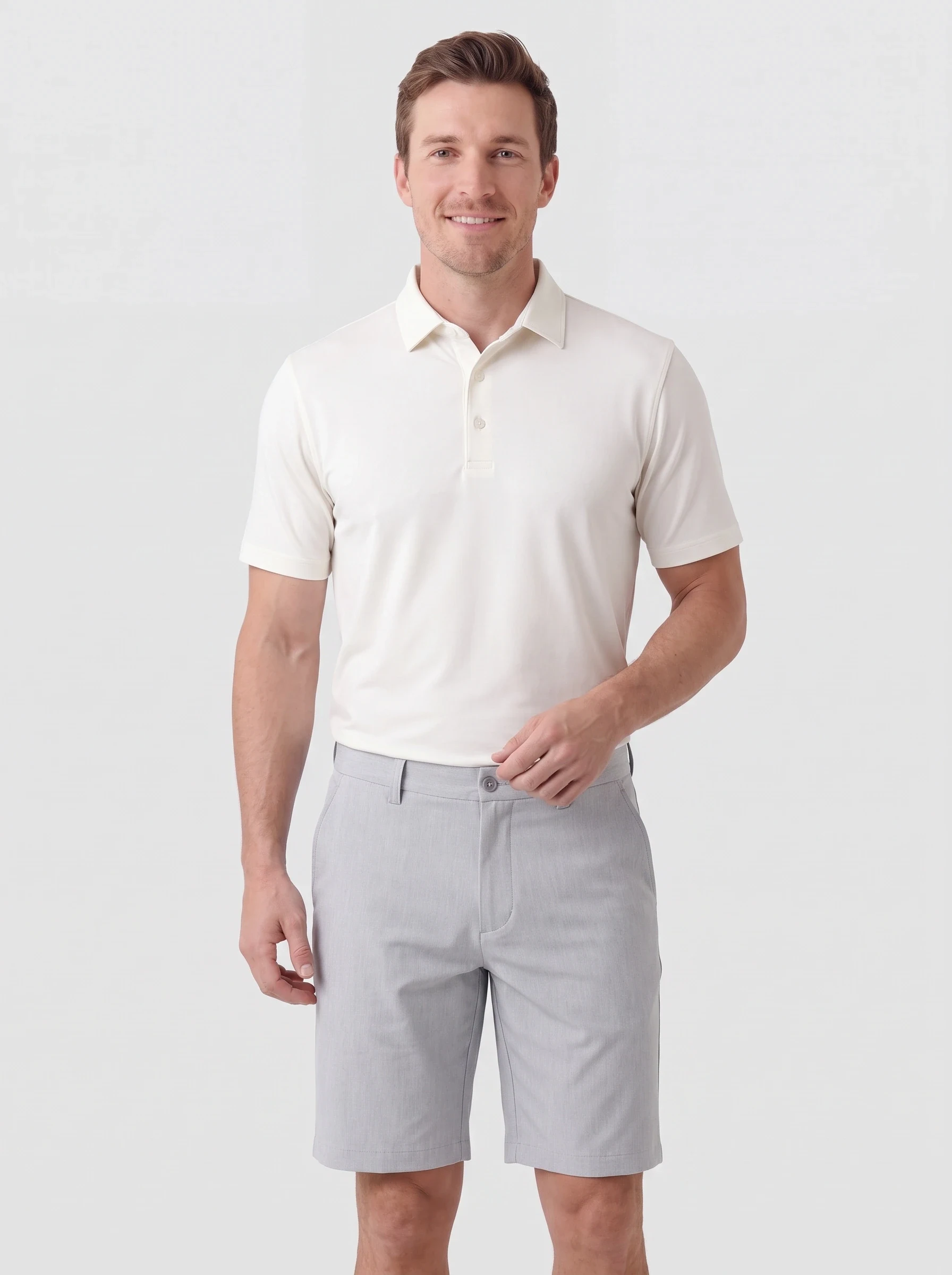 Ice Grey Bermuda Golf Short, men shorts, front view
