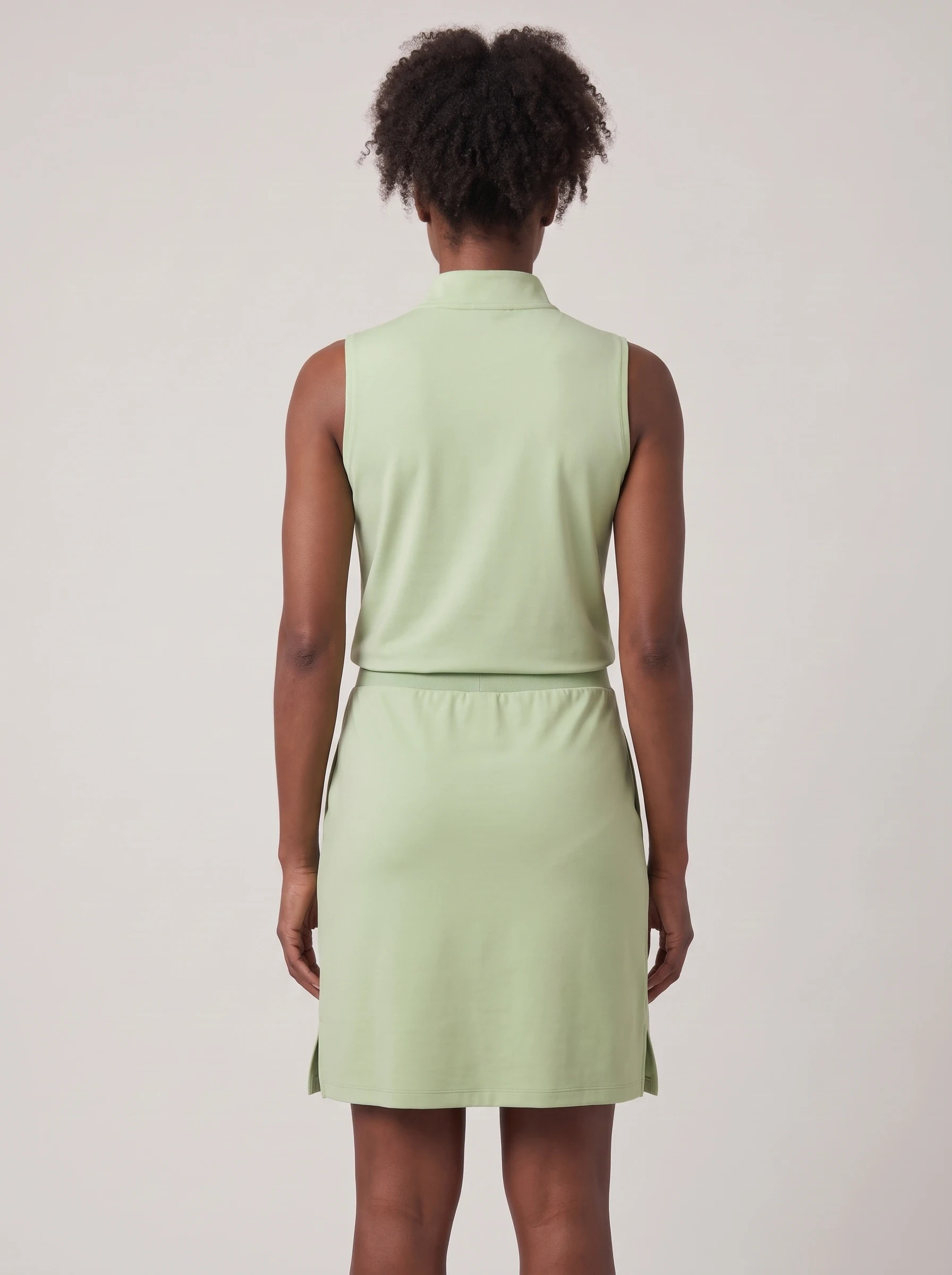 Pistachio Rib Waist Golf Dress, women golf dresses & skirts, back view