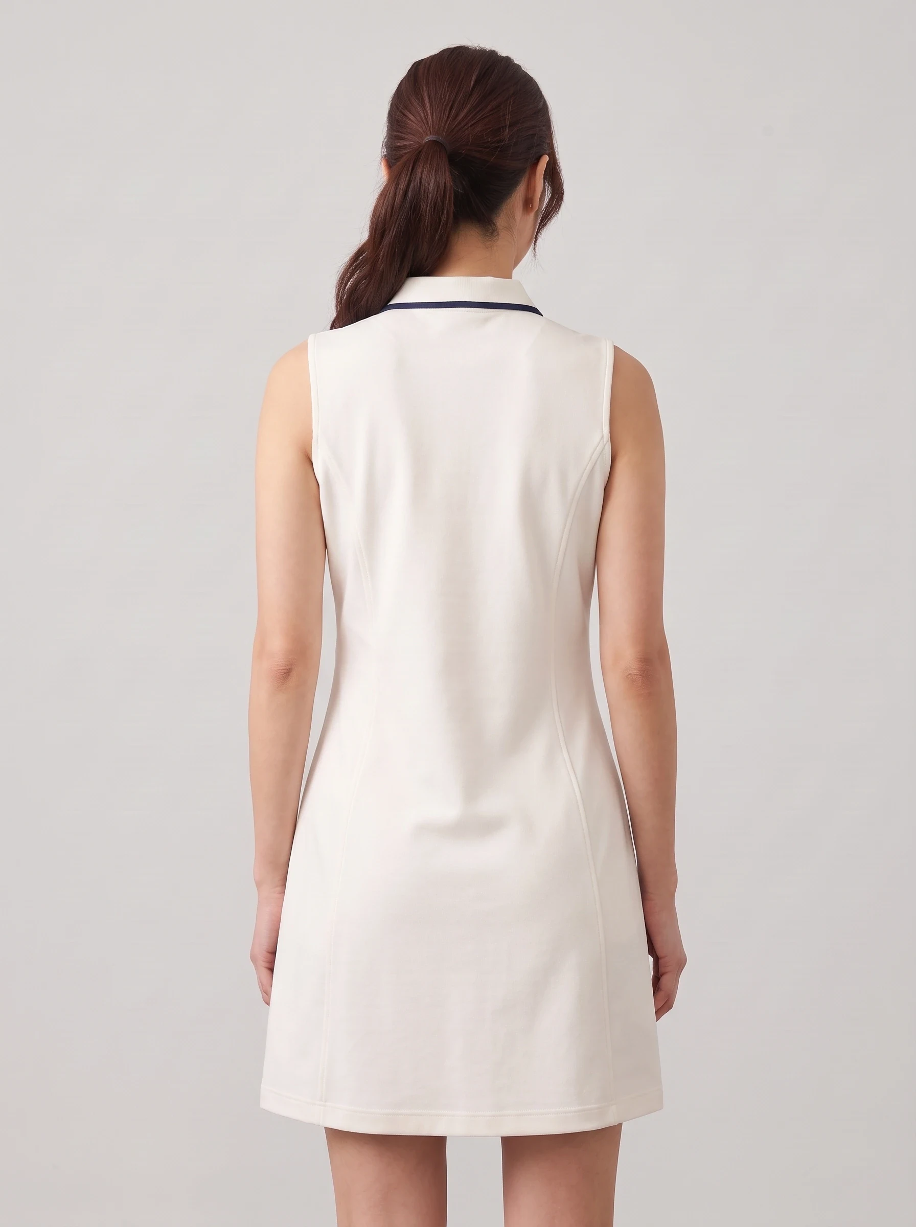 Ivory Contrast Zip Golf Dress, women golf dresses, back view