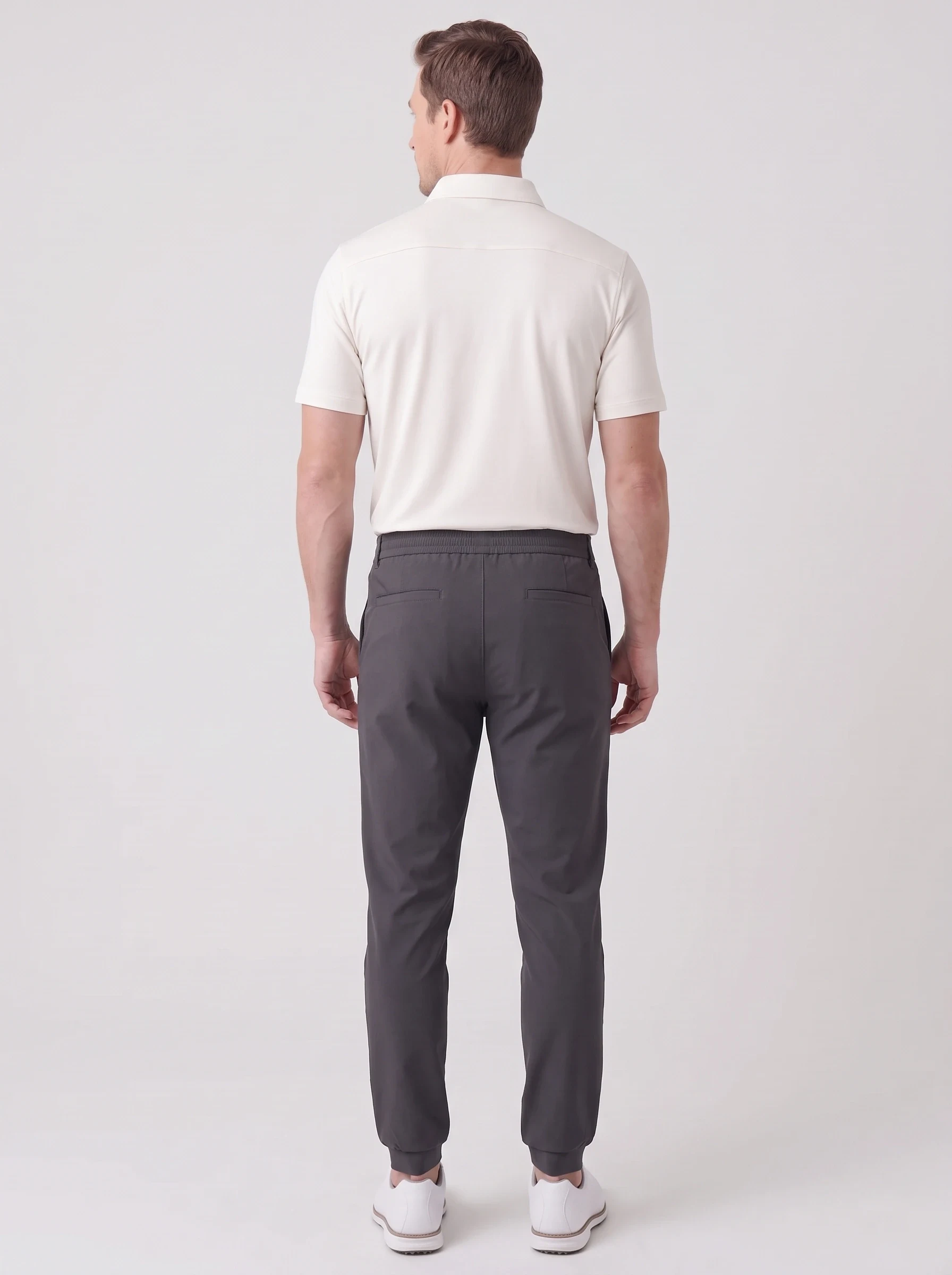 Charcoal Cuffed Golf Jogger, men pants & trousers, back view