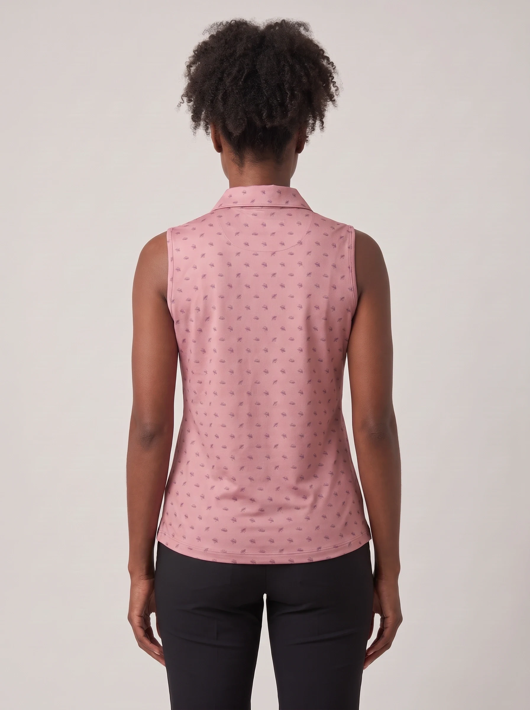 Rose Micro Palm Polo, women printed polos, back view