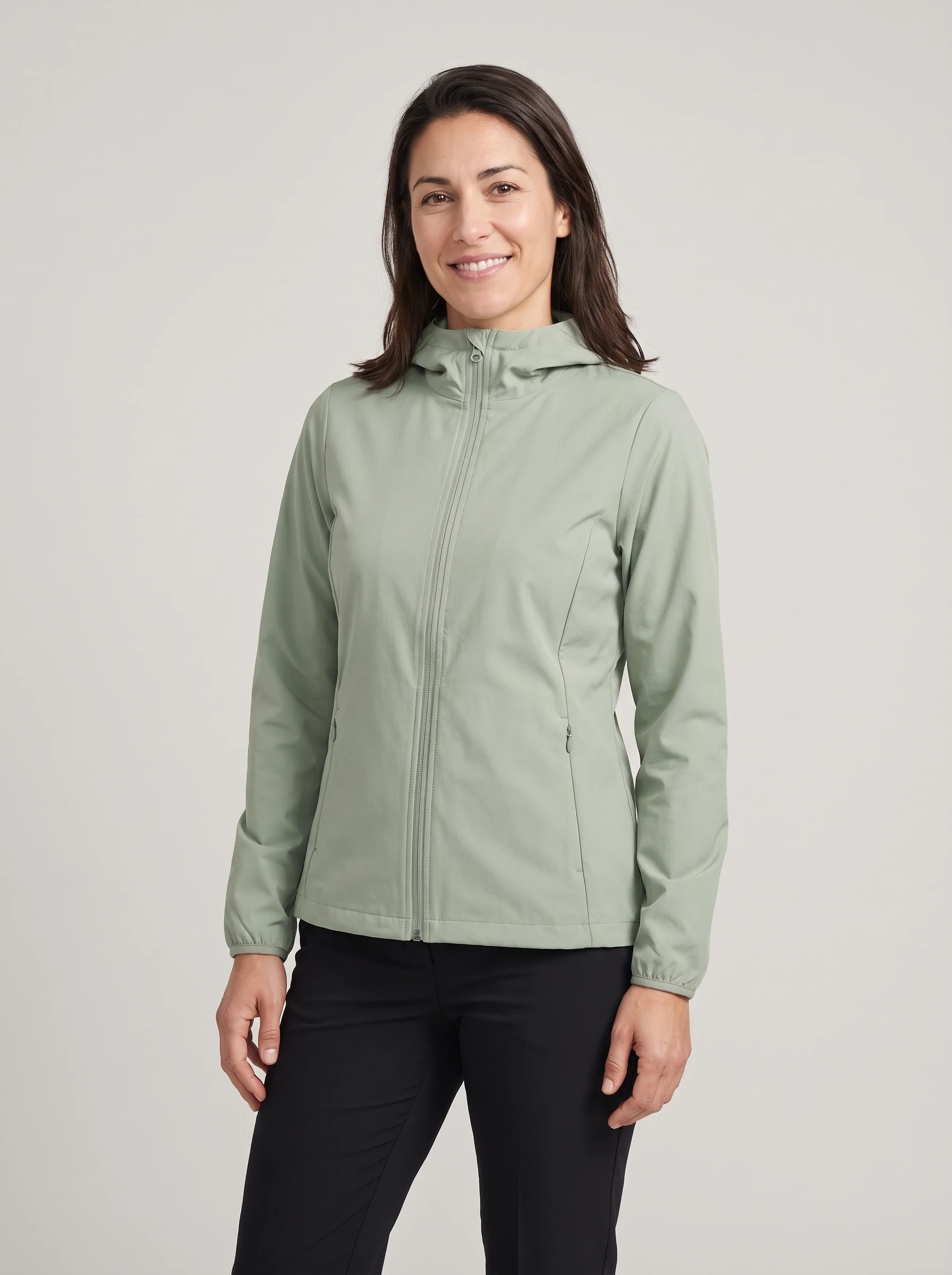Sage Hooded Golf Shell, women outerwear, front view