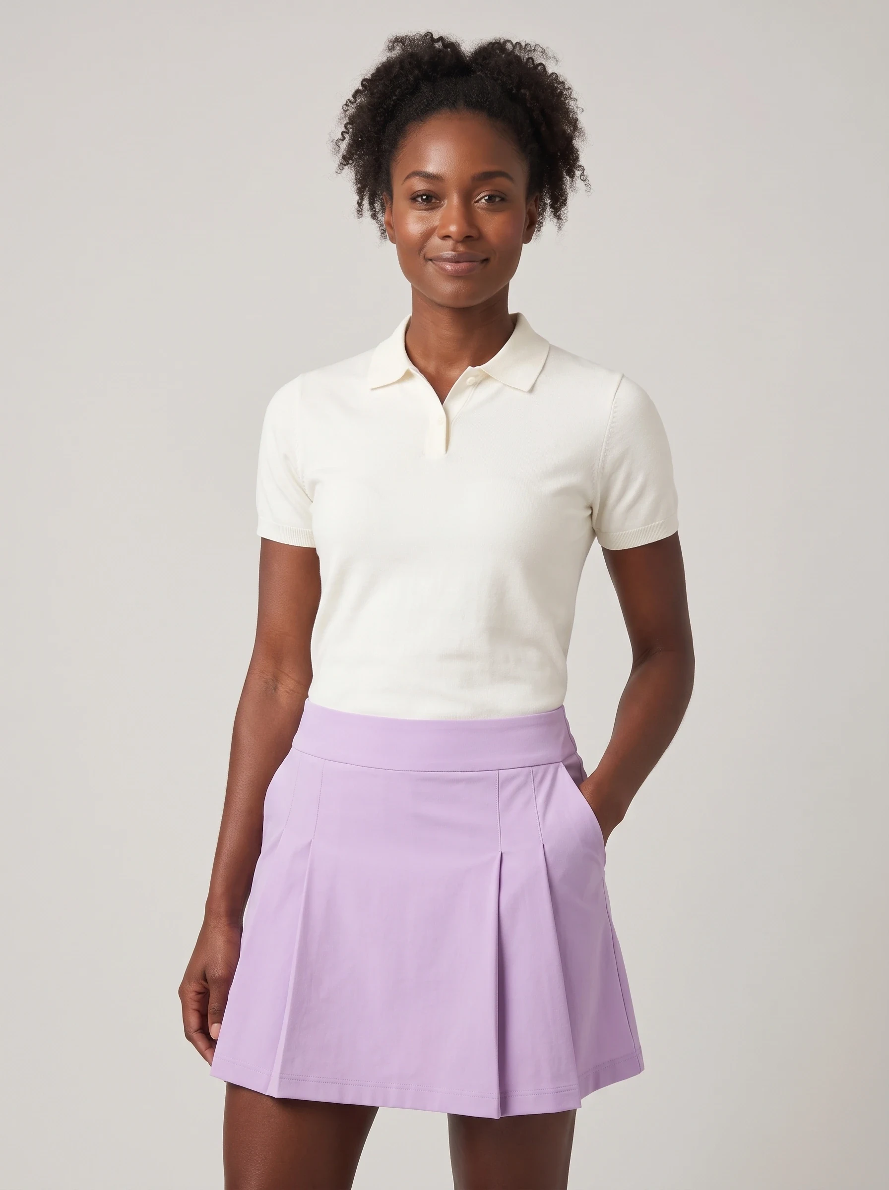 Lilac Pleated Golf Skort, women golf dresses and skirts, front view