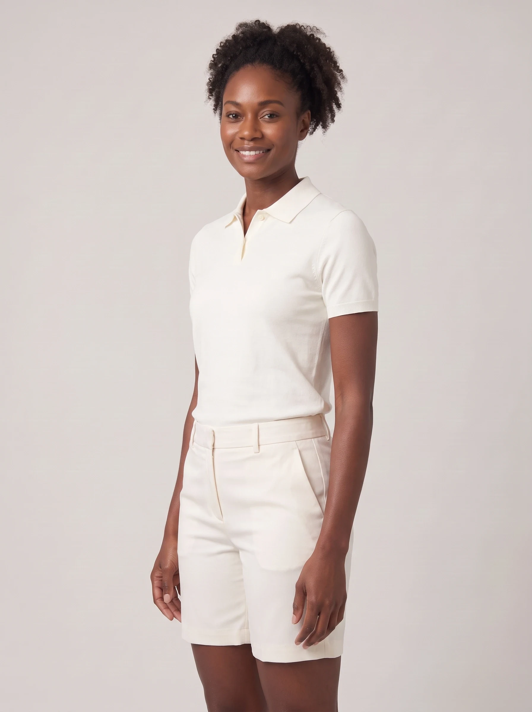 Ivory High Rise Golf Short, women shorts, side view