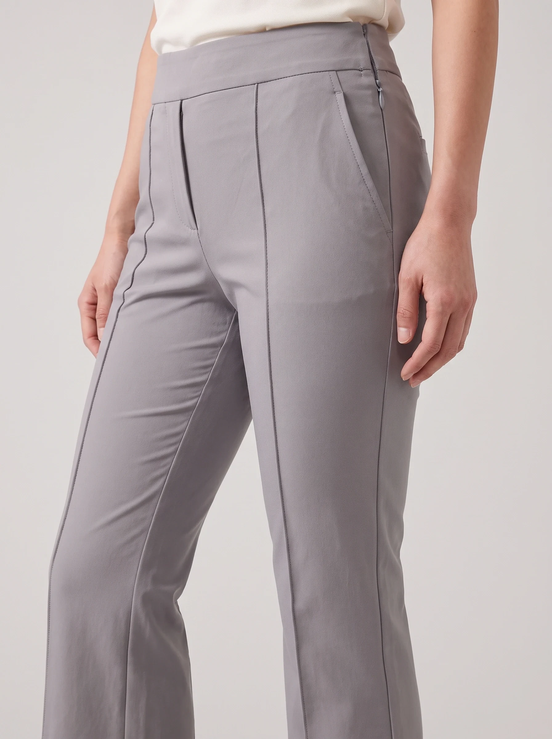 Ash Pintuck Flare Golf Pant, women pants & trousers, Front pintuck to flared hem and side waist zip detail