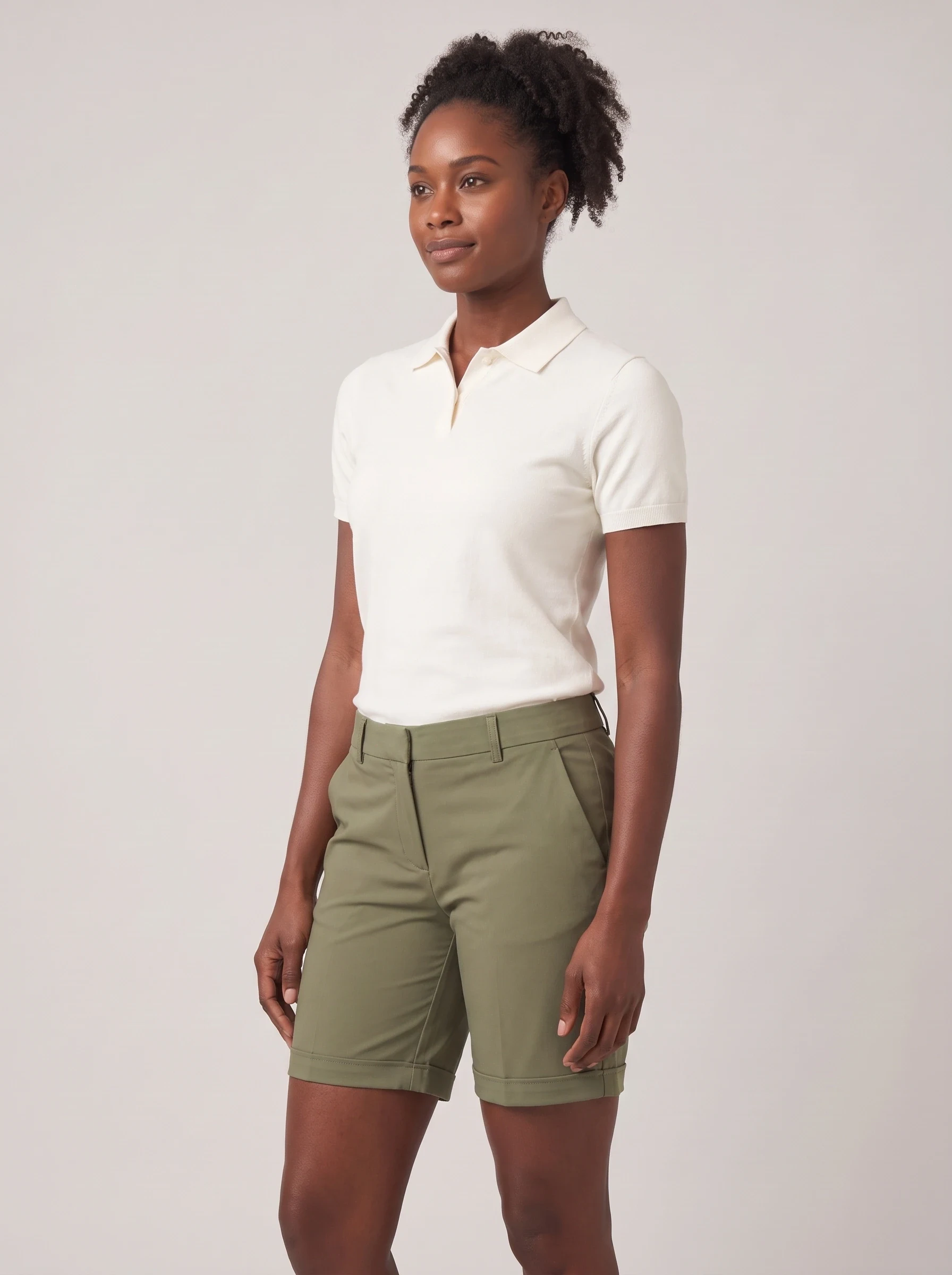 Olive Rolled Hem Golf Short, women shorts, side view