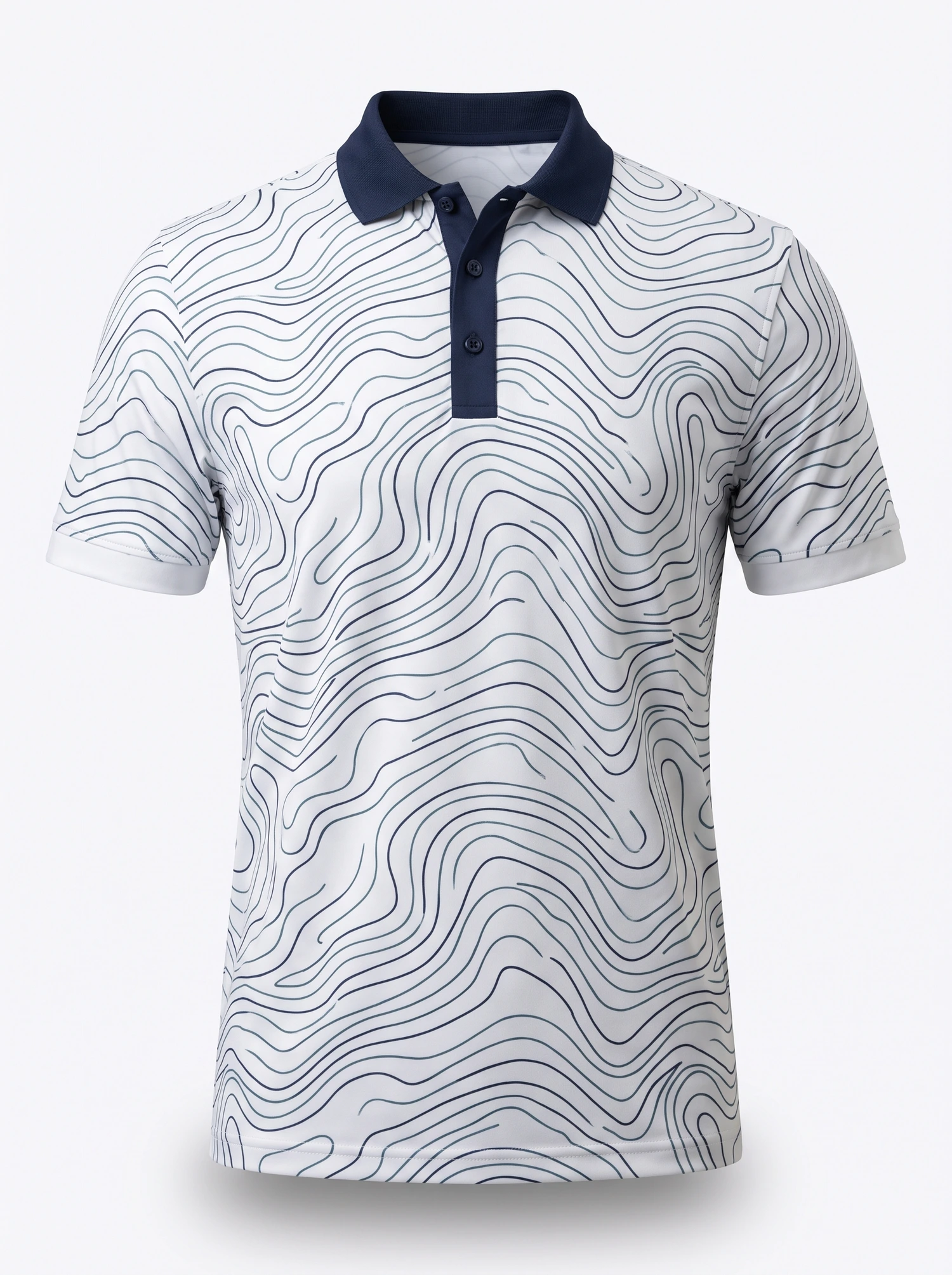 Contour Print Polo — front garment view on a white background