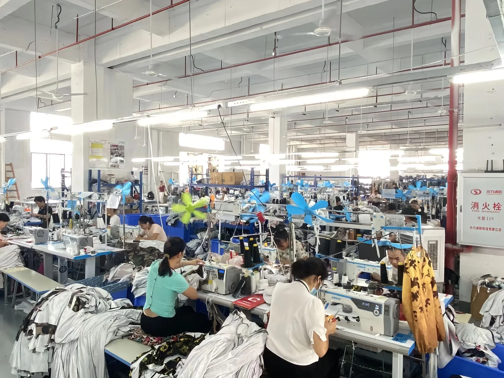 Garment sewing lines operating in the Jiangxi factory